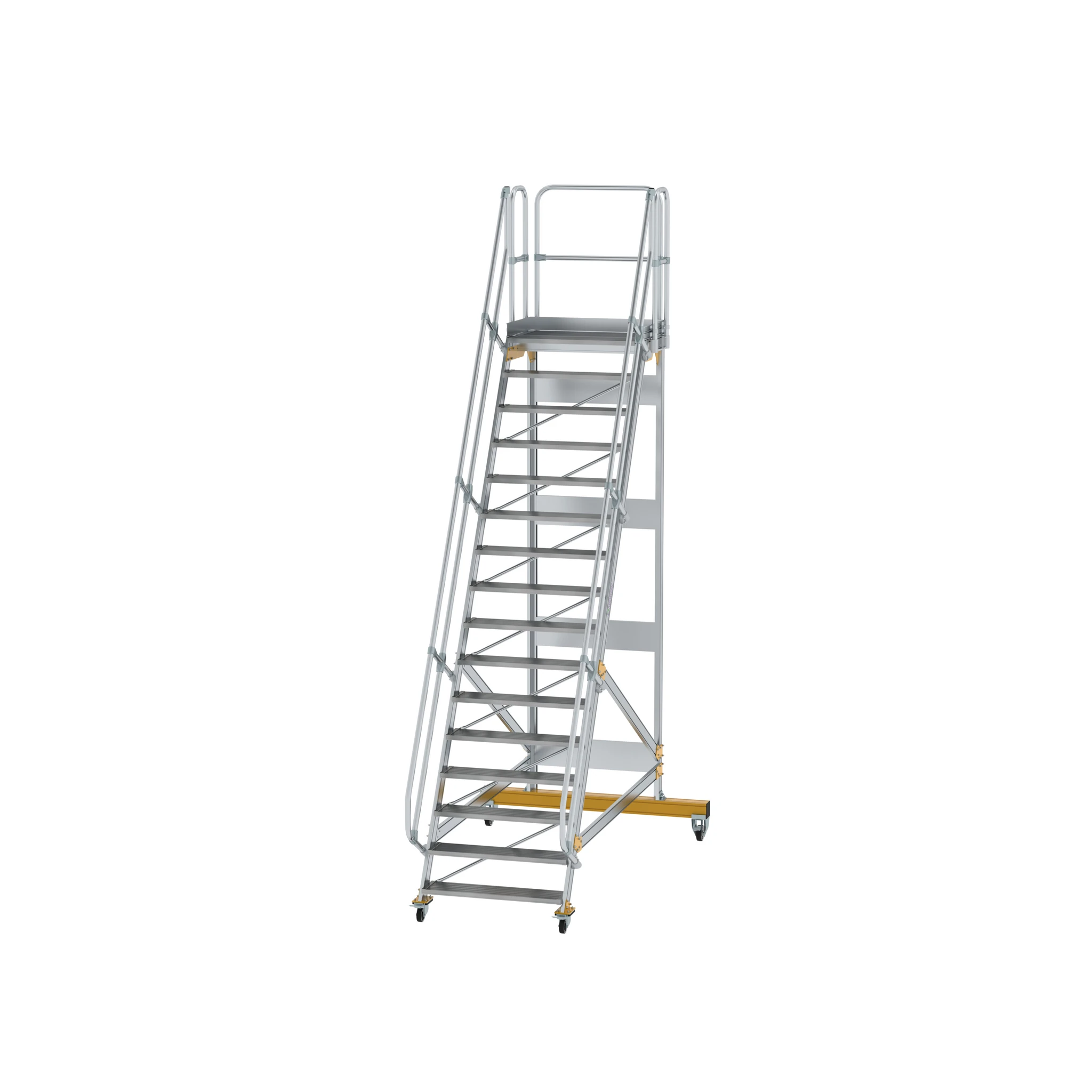 MUNK | Plattformtreppe fahrbar 60° Stufenbreite 1000 mm 16 Stufen