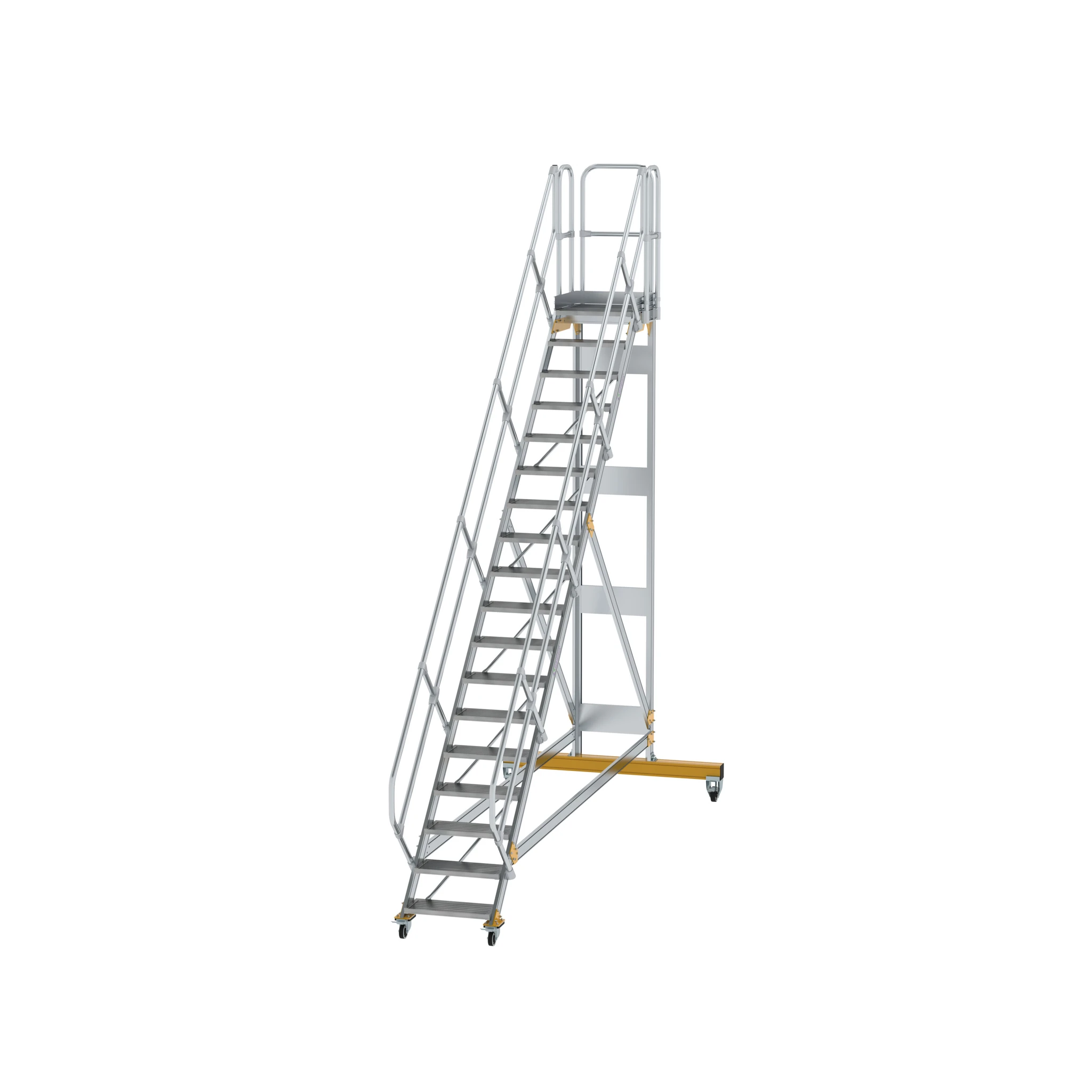 MUNK | Plattformtreppe 45° fahrbar Stufenbreite 600 mm 19 Stufen Aluminium geriffelt