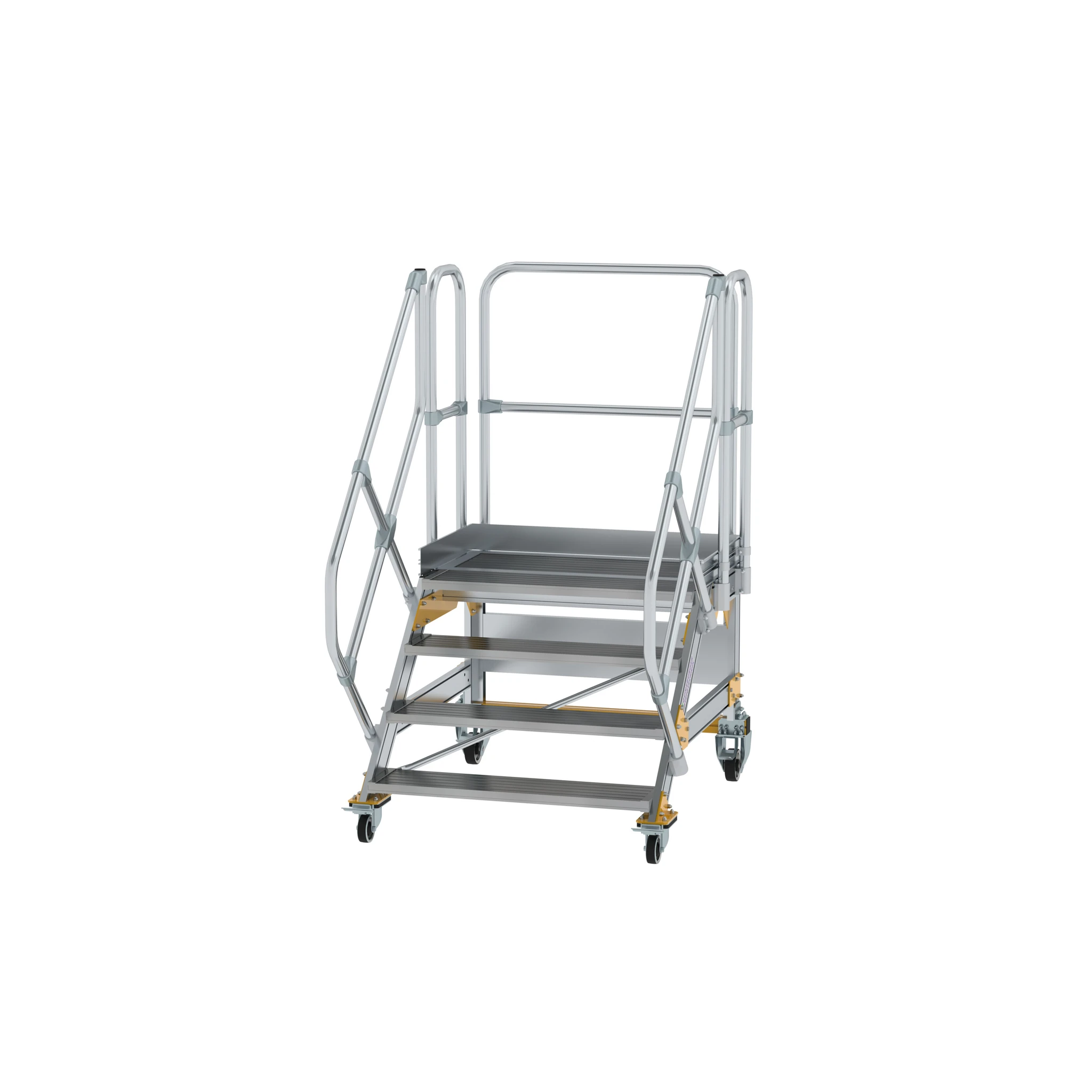 MUNK | Plattformtreppe 45° fahrbar Stufenbreite 1000mm 4 Stufen Aluminium geriffelt
