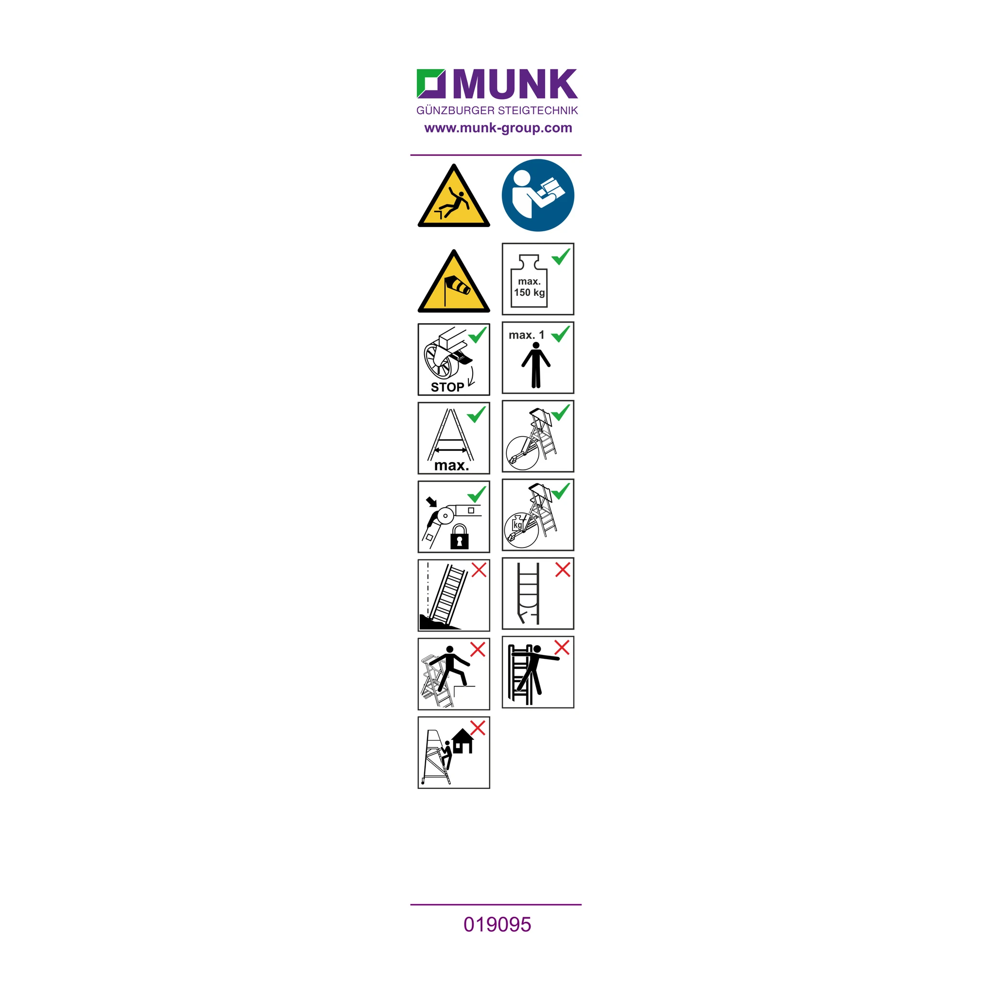 MUNK | Hinweis-Aufkleber für Plattformleitern Plattformhöhe < 2,50 m Aufkleber 19095