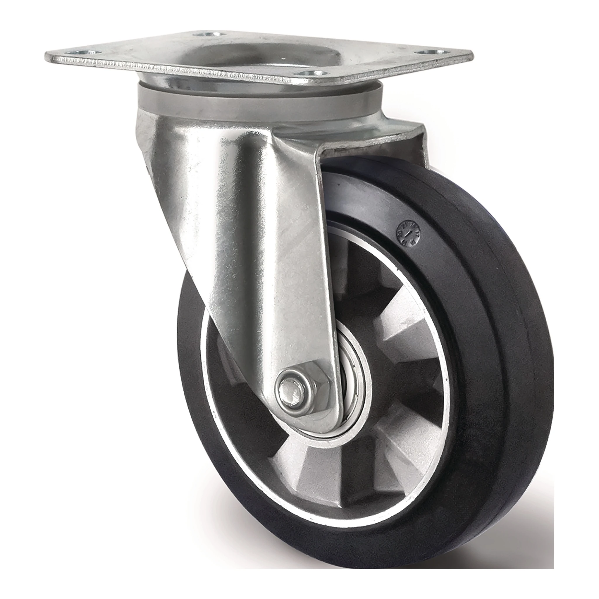 TECWERK | Schwerlastlenkrolle | Rad-Ø 125 mm Tragfähigkeit 300 kg | Lenkrolle Elastikgummi 135 mm