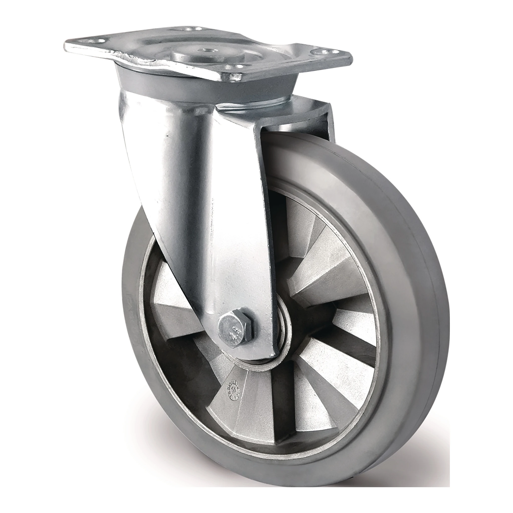 TECWERK | Schwerlastlenkrolle | Rad-Ø 200 mm Tragfähigkeit 500 kg | Lenkrolle Elastikgummi