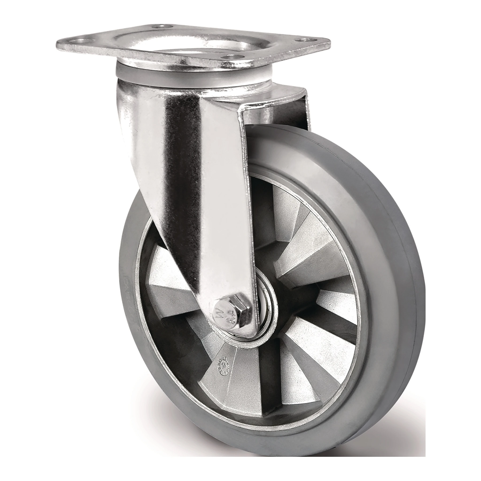 TECWERK | Schwerlastlenkrolle | Rad-Ø 250 mm Tragfähigkeit 500 kg | Lenkrolle Elastikgummi