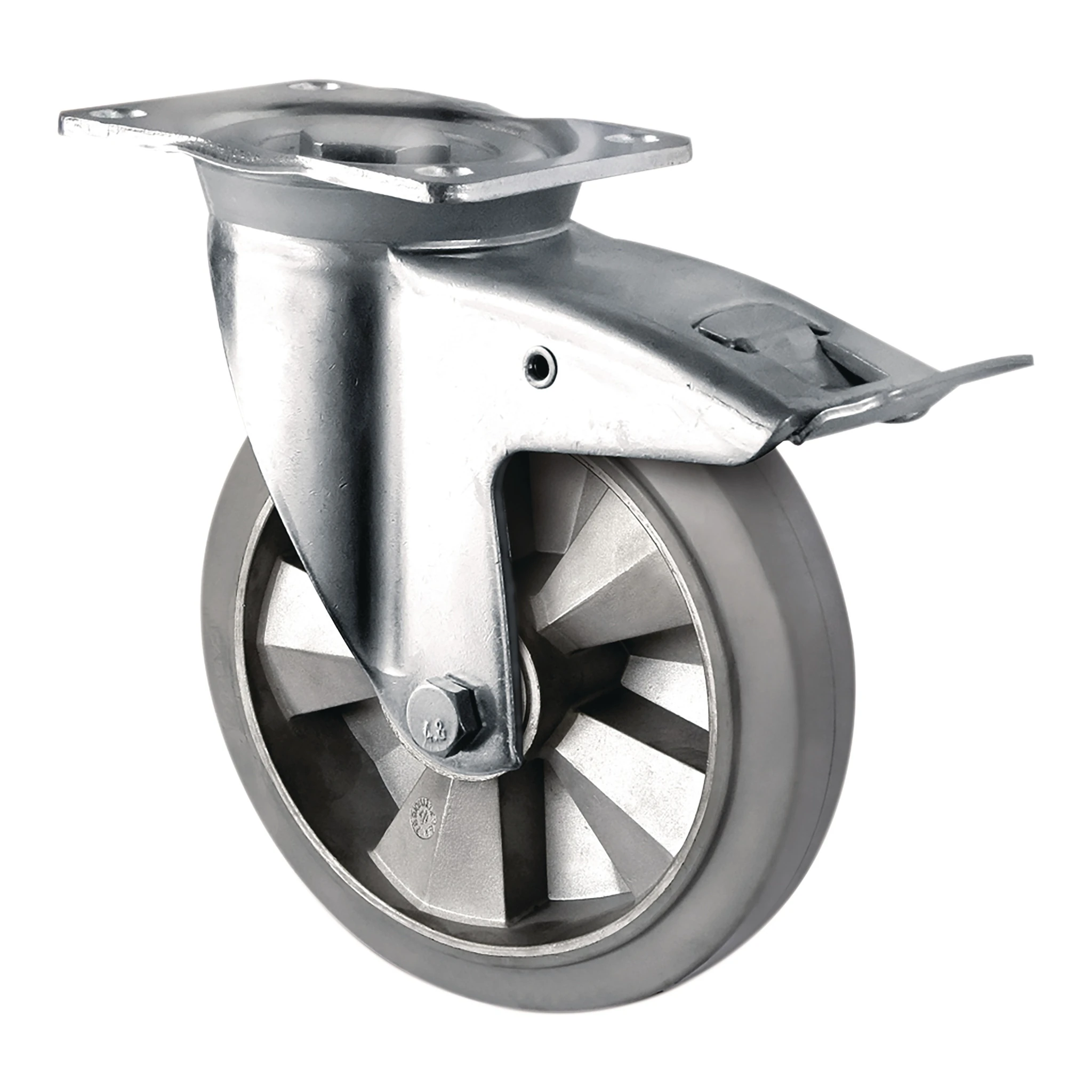 TECWERK | Schwerlastlenkrolle | Rad-Ø 160 mm Tragfähigkeit 400 kg | Totalfeststeller Elastikgummi