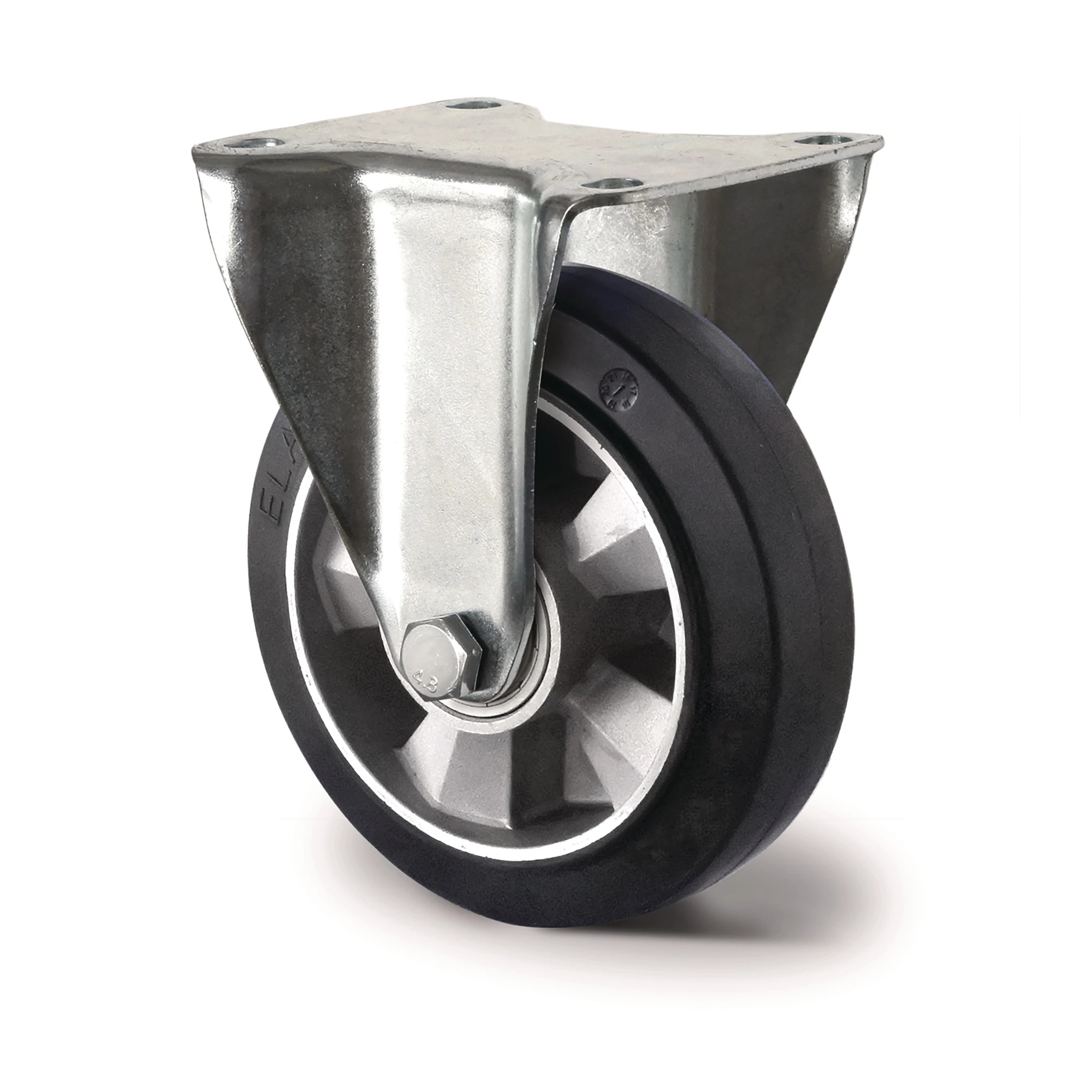 TECWERK | Schwerlastbockrolle | Rad-Ø 125 mm Tragfähigkeit 300 kg | Elastikgummi
