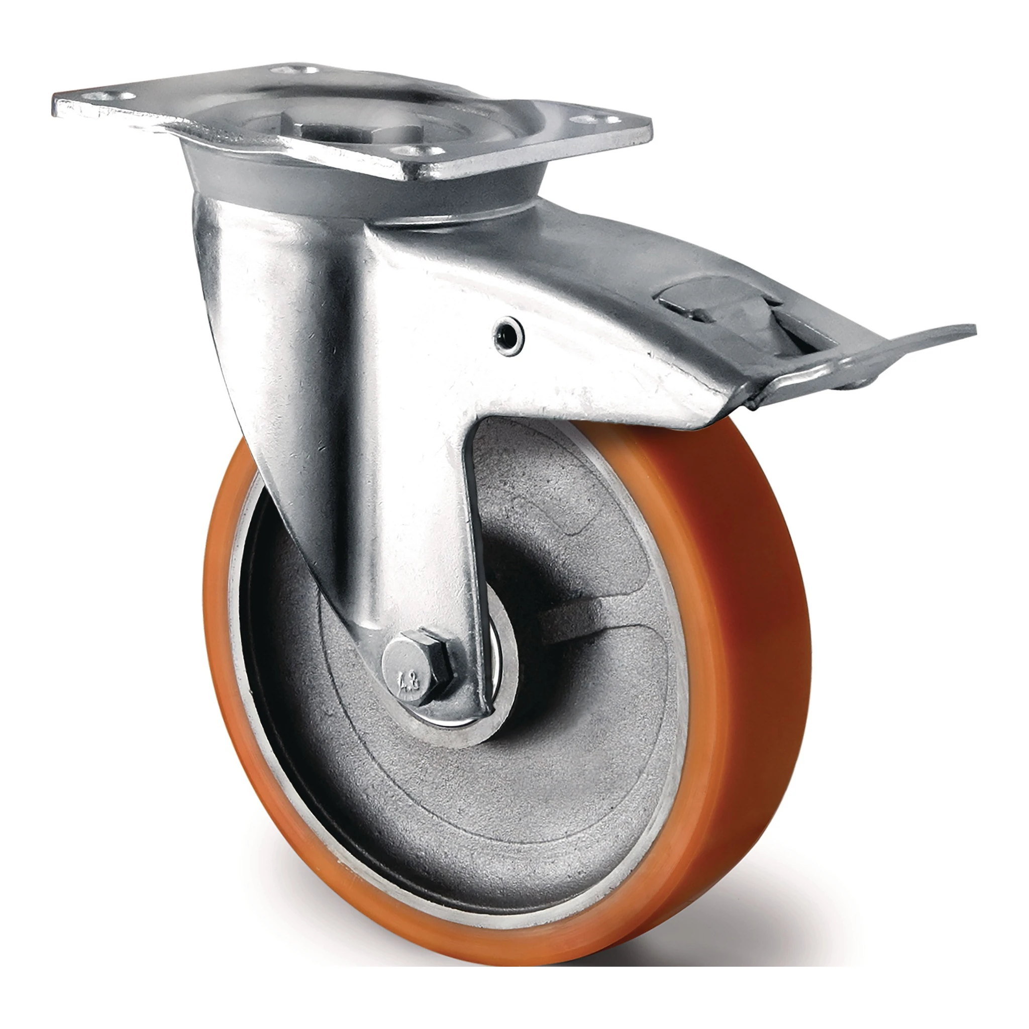 TECWERK | Schwerlastlenkrolle | Rad-Ø 125 mm Tragfähigkeit 700 kg | Totalfesteller Guß-Polyurethan