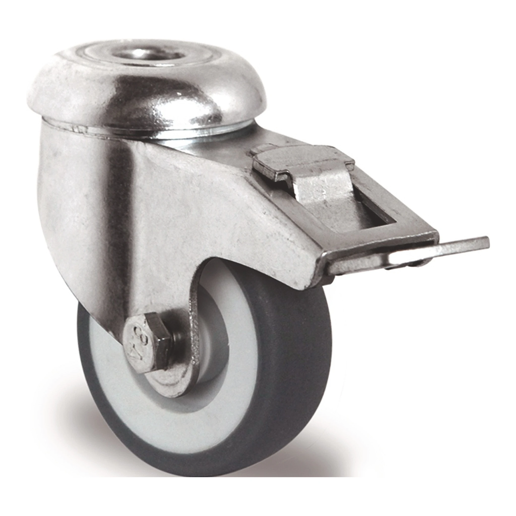 TECWERK | Lenkrolle mit Totalfeststeller | Rad-Ø 100 mm Tragfähigkeit 100 kg | mit Rückenloch 11 mm Gleitlager