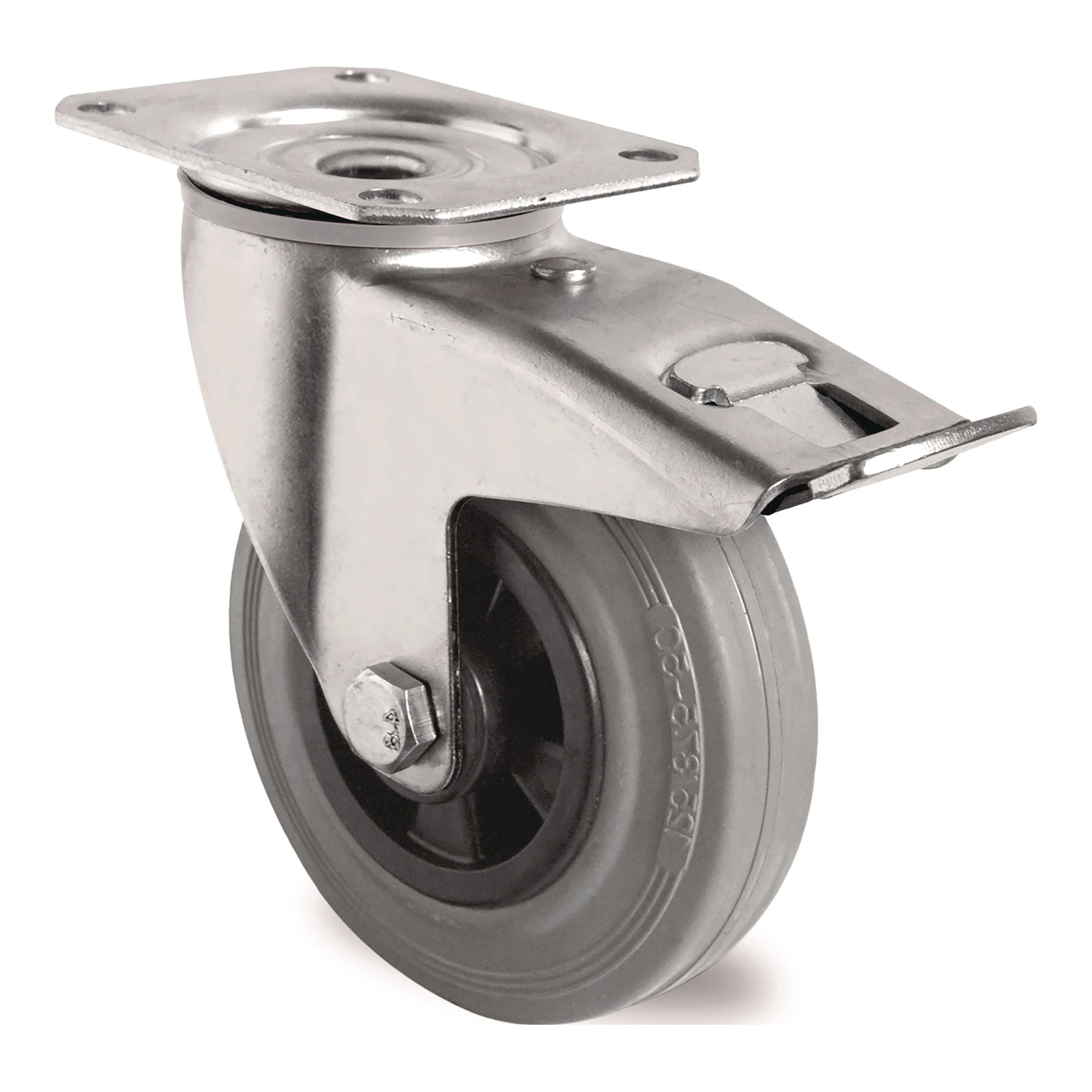 TECWERK | Lenkrolle mit Totalfeststeller | Rad-Ø 100 mm Tragfähigkeit 75 kg | mit Anschraubplatte Rollenlager