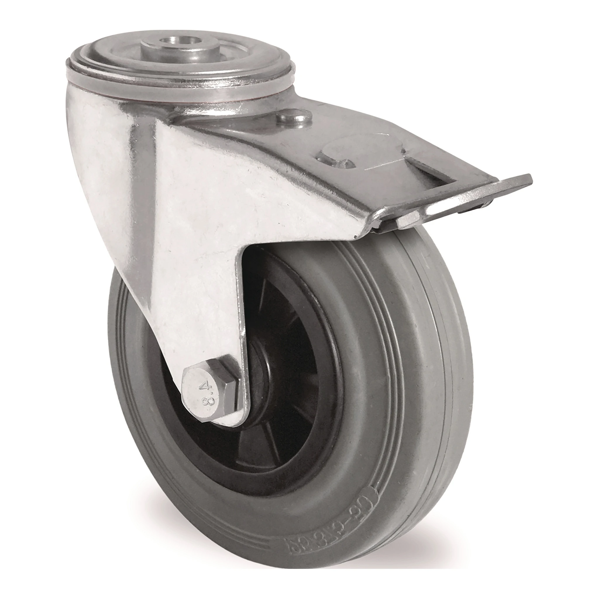 TECWERK | Lenkrolle mit Totalfeststeller | Rad-Ø 100 mm Tragfähigkeit 75 kg | mit Rückenloch Rollenlager