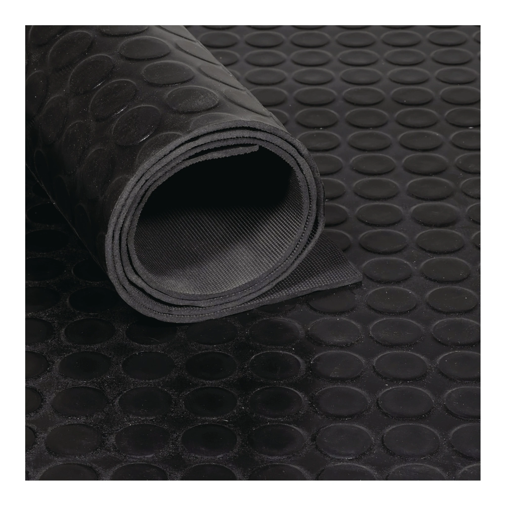 TECWERK | Gummiflachnoppenmatte | Breite 1 m Länge 10 m Dicke 3 mm | schwarz NR/SBR