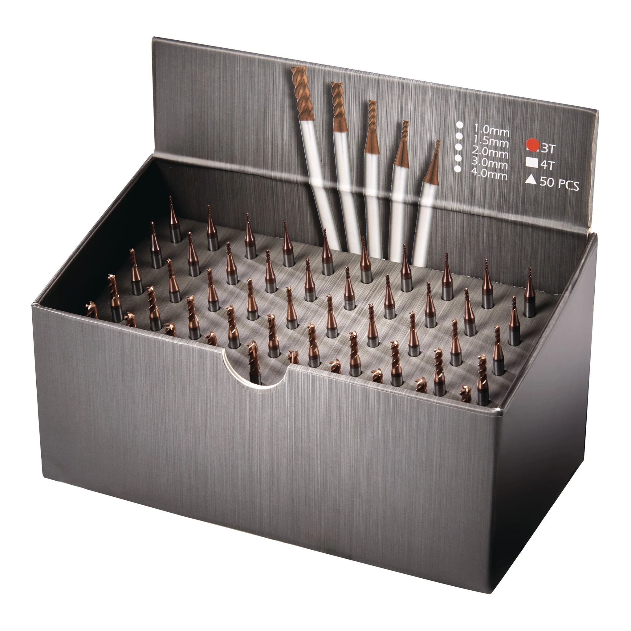TECWERK | Schaftfräser-Set | Ø 1/1,5/2/3/4 mm Schneidenanzahl 3 | VHM TiSiN