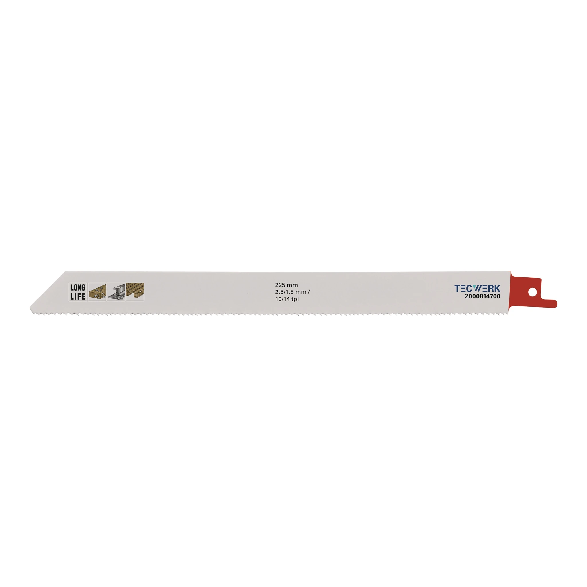 TECWERK | Säbelsägeblatt | Länge 225 mm Breite 19 mm | Zahnteilung TPI 10/14 2,5/1,8 mm