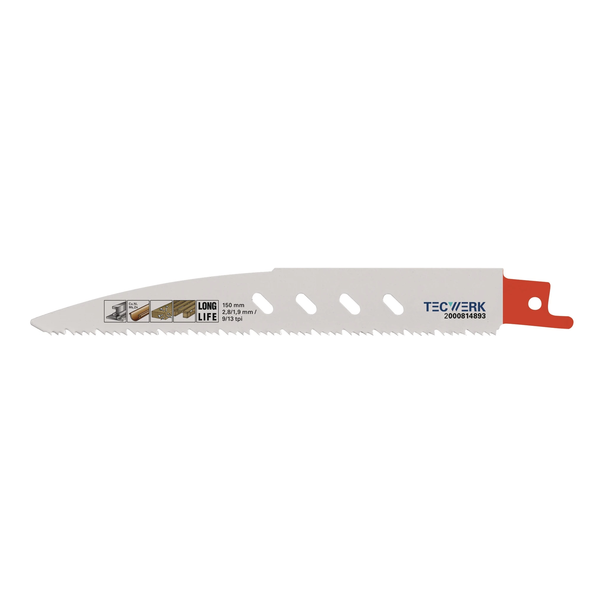 TECWERK | Säbelsägeblatt | Länge 150 mm Breite 19 mm | Zahnteilung TPI 9/13 2,8/1,9 mm