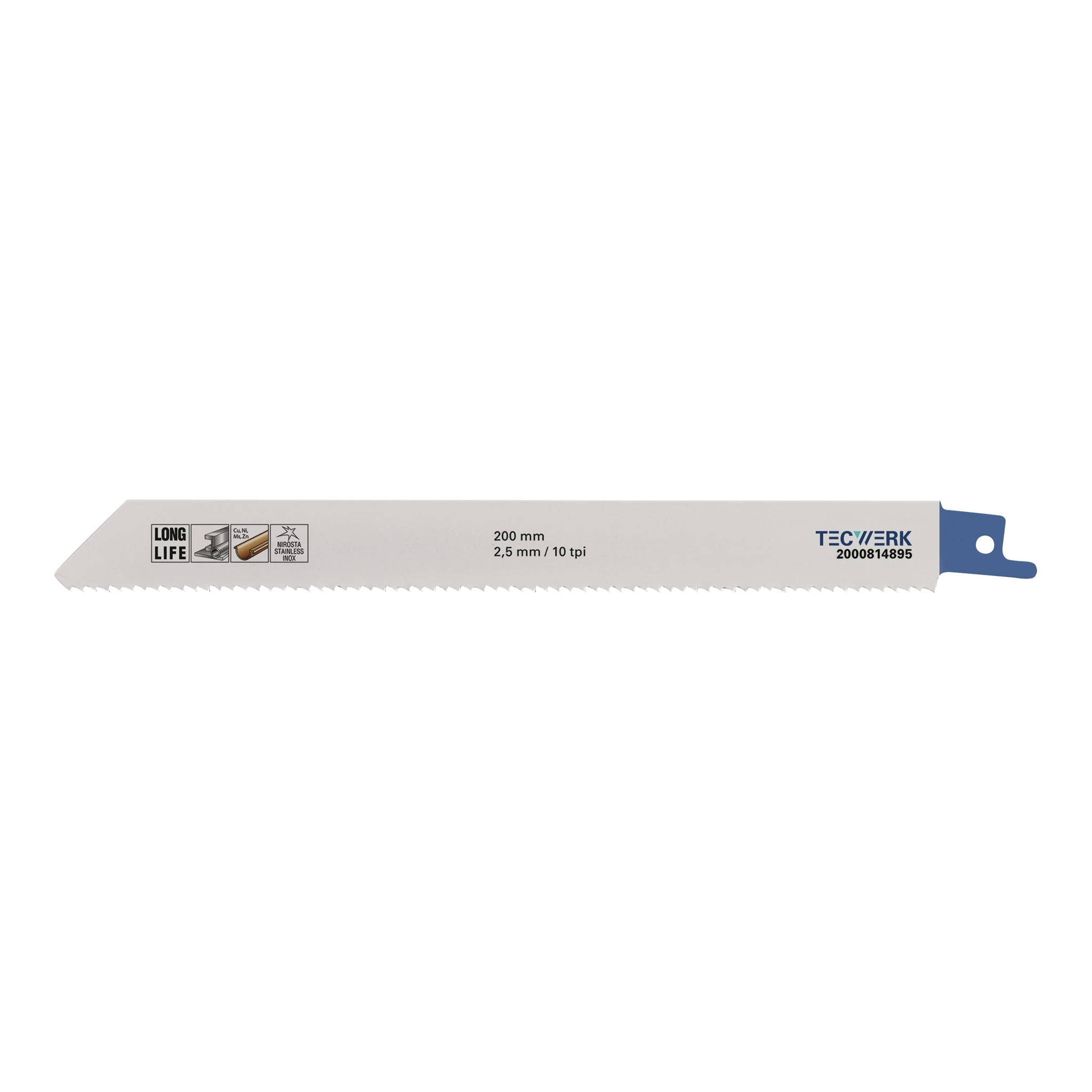 TECWERK | Säbelsägeblatt | Länge 200 mm Breite 19 mm | Zahnteilung TPI 10 2,5 mm