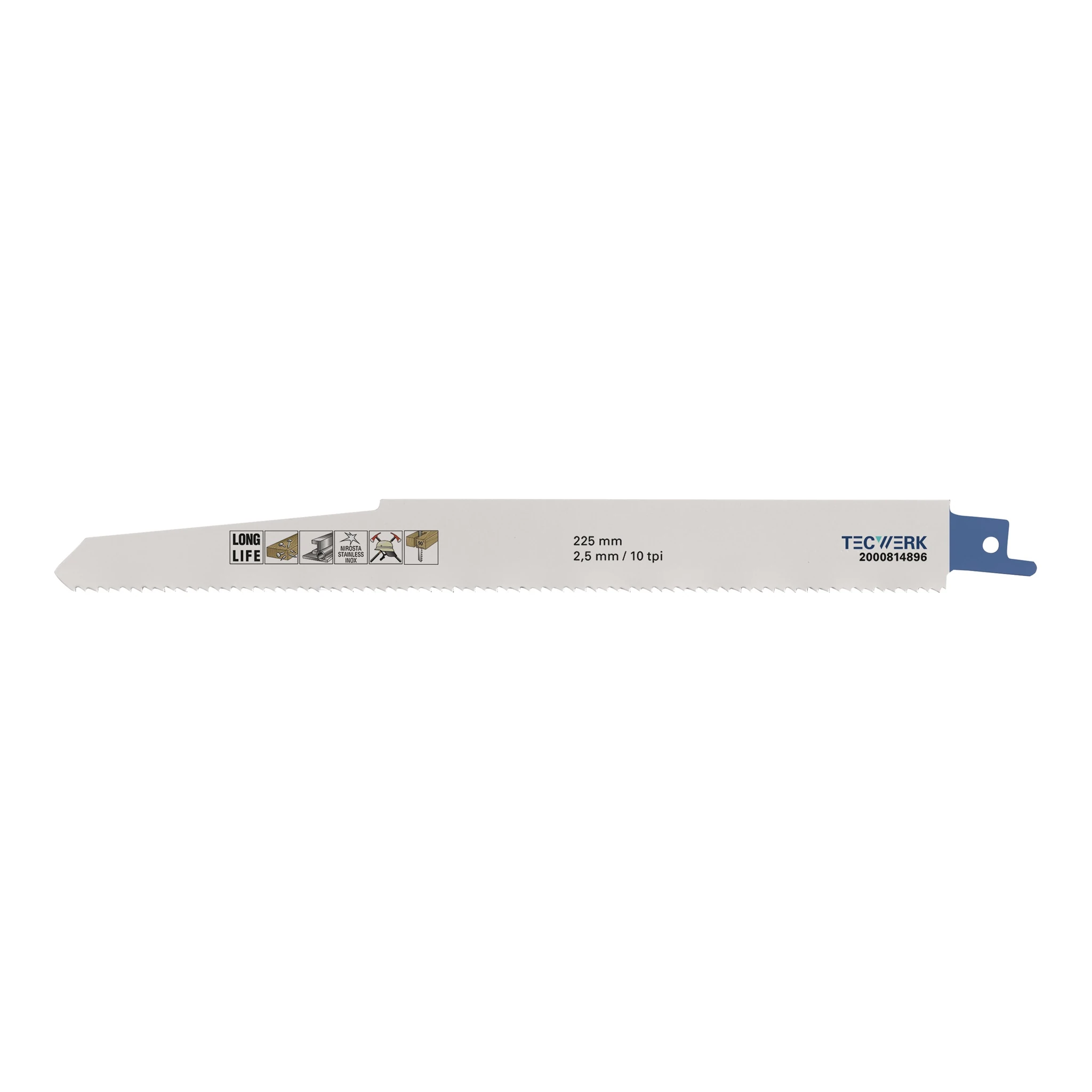 TECWERK | Säbelsägeblatt | Länge 225 mm Breite 22 mm | Zahnteilung TPI 10 2,5 mm