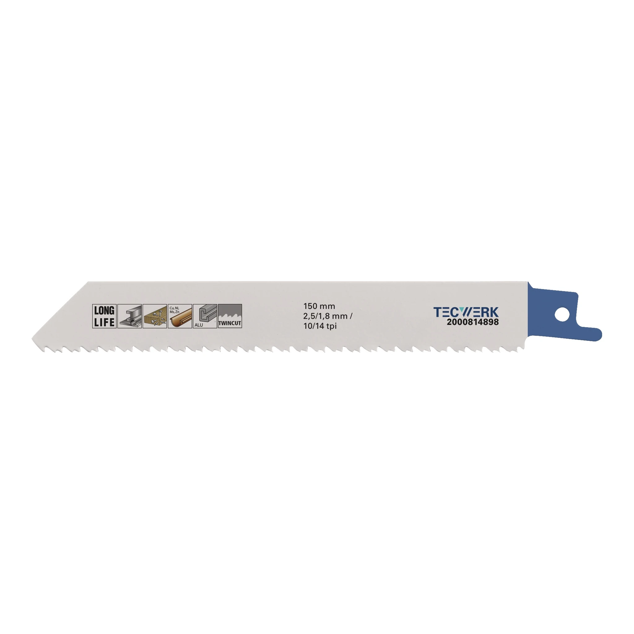 TECWERK | Säbelsägeblatt | Länge 150 mm Breite 19 mm | Zahnteilung TPI 10/14 2,5/1,8 mm