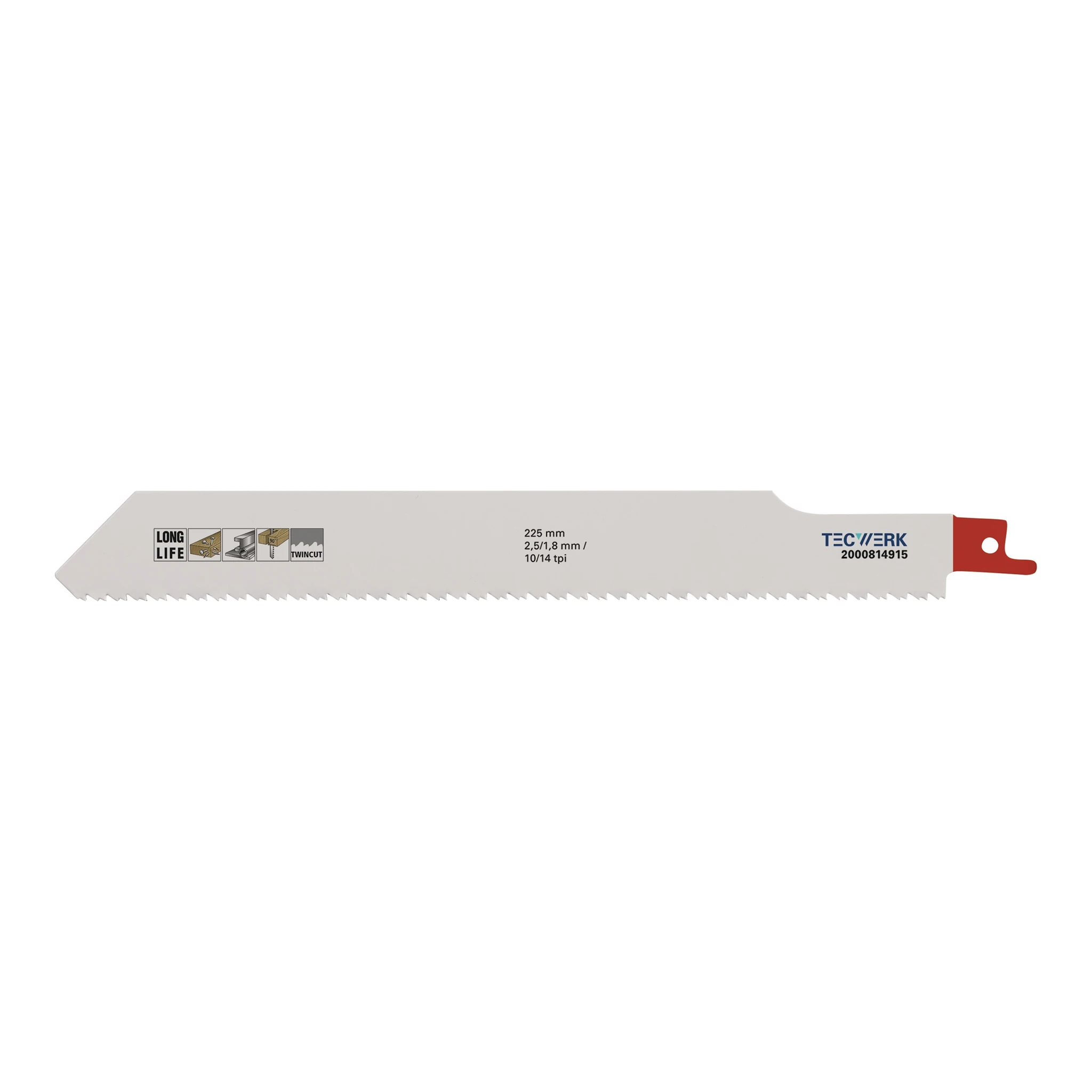 TECWERK | Säbelsägeblatt | Länge 225 mm Breite 25 mm | Zahnteilung TPI 10/14 2,5/1,8 mm