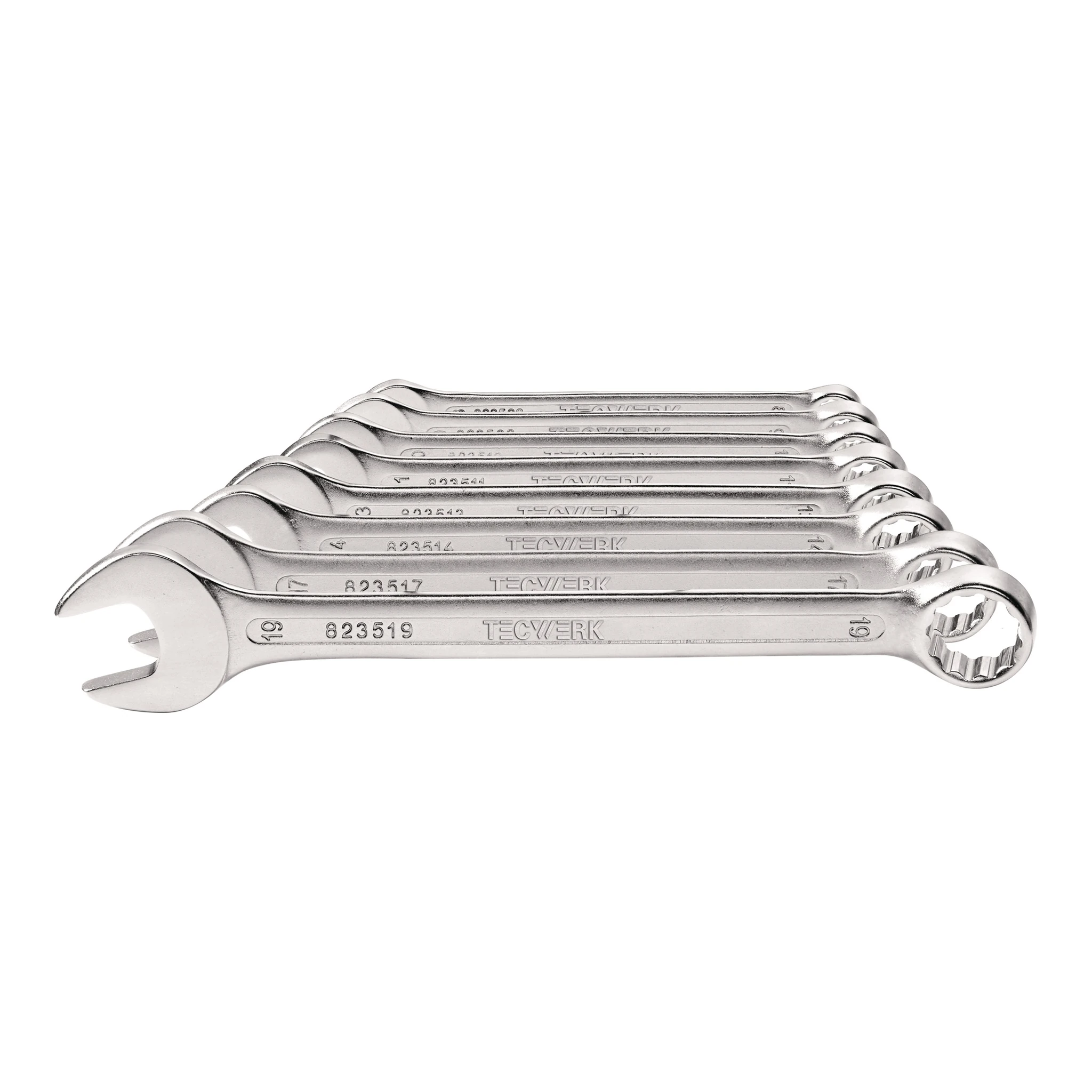 TECWERK | Ringmaulschlüssel-Satz | 9-teilig Schlüsselweite 10-32 mm | Form A extra lang CV-Stahl