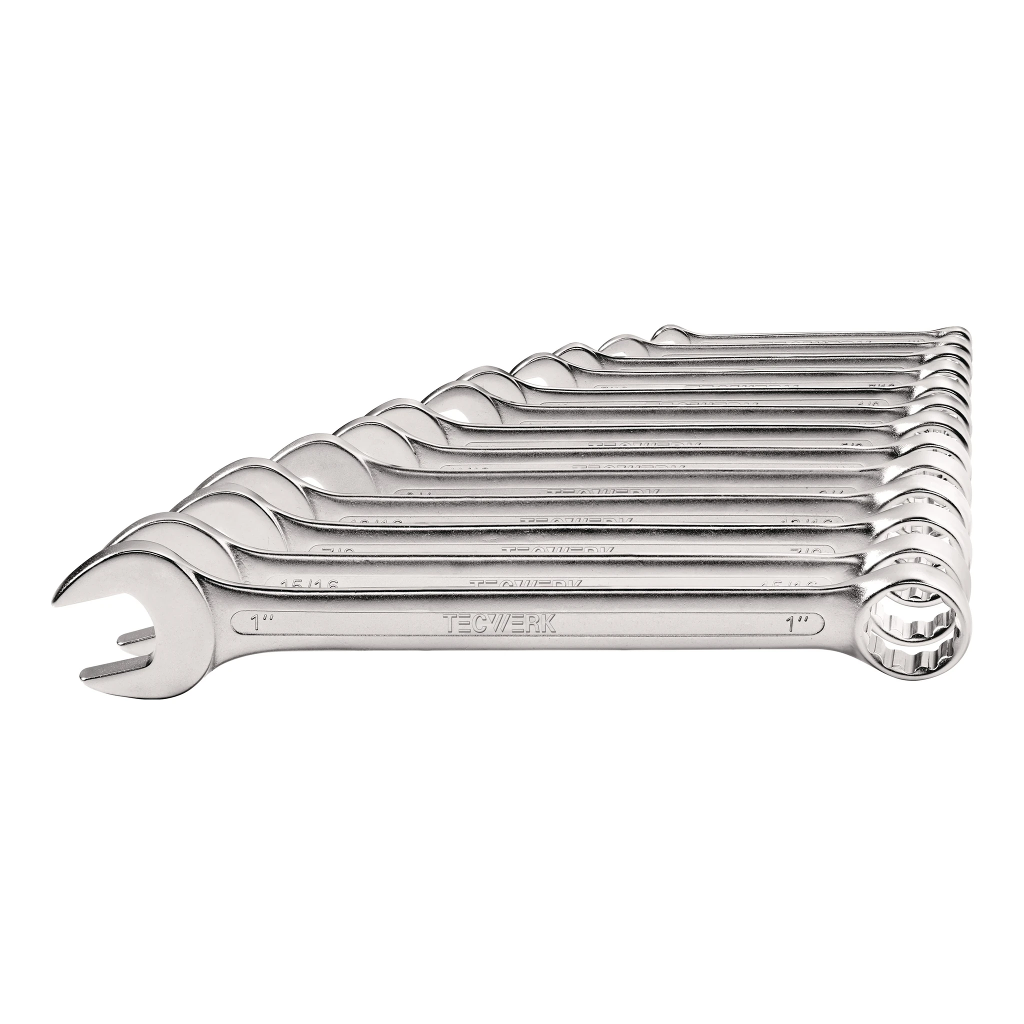 TECWERK | Ringmaulschlüssel-Satz | 13-teilig Schlüsselweite 1/4-1 ″ | Form A CV-Stahl