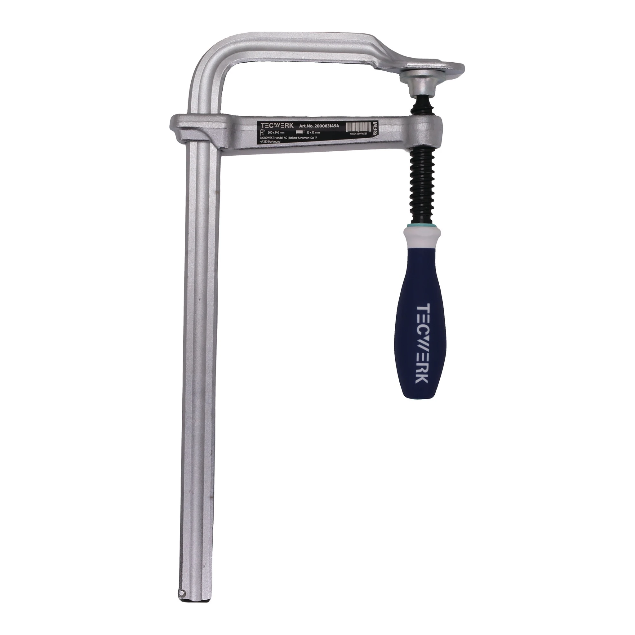 TECWERK | Ganzstahlschraubzwinge | Spannweite 1000 mm Ausladung 120 mm | 3-K-Griff
