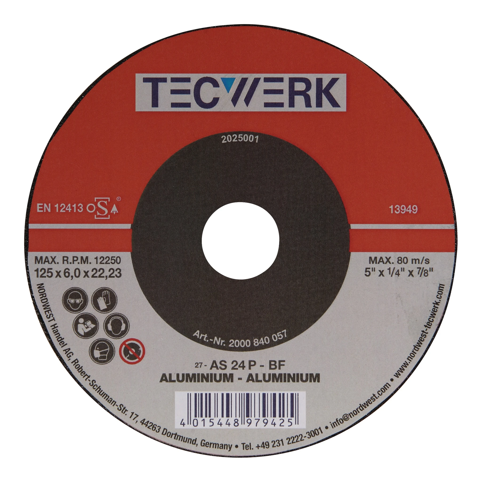 TECWERK | Schruppscheibe | D125xS6mm | gekröpft Aluminium
