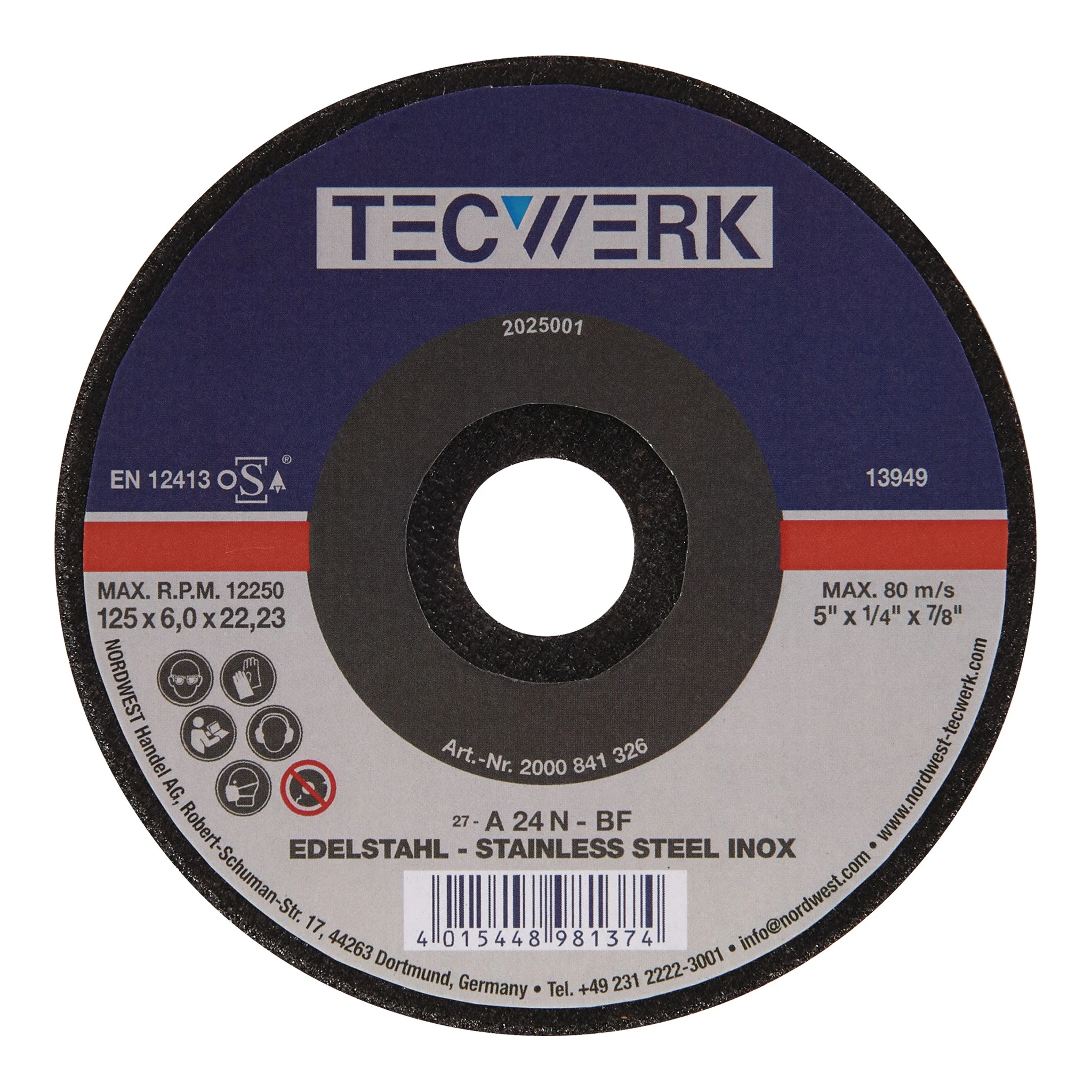TECWERK | Schruppscheibe | D115xS6mm | gekröpft INOX