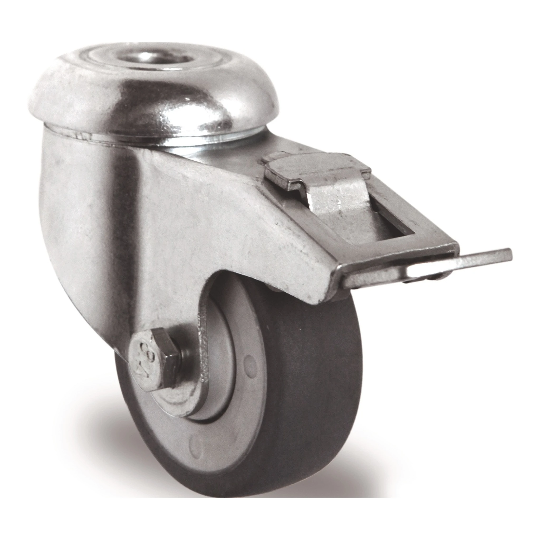 TECWERK | Lenkrolle mit Totalfeststeller | Rad-Ø 100 mm Tragfähigkeit 100 kg | mit Rückenloch 11 mm Kugellager