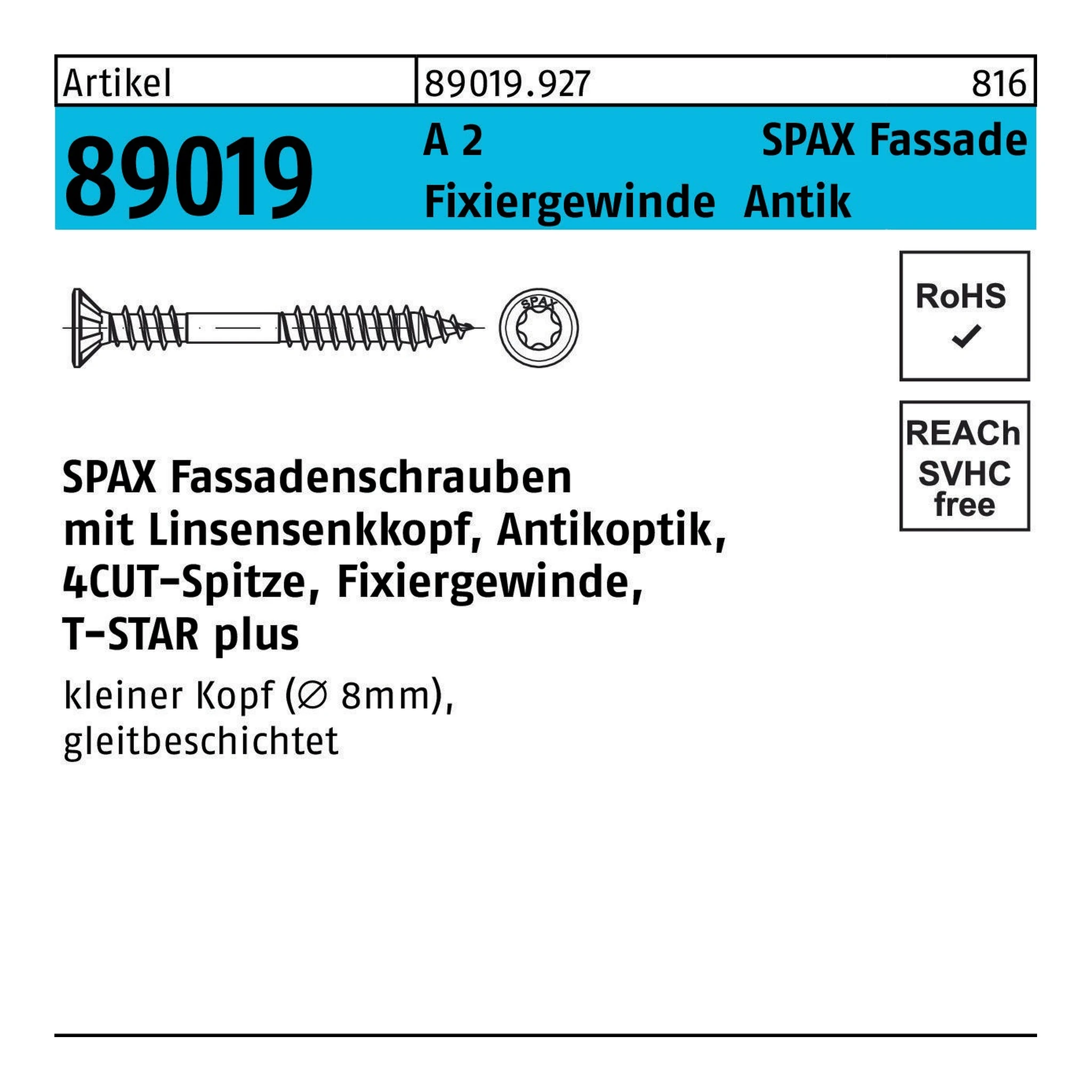 SPAX | Senkkopfschraube | 4,5 x 50 | Edelstahl