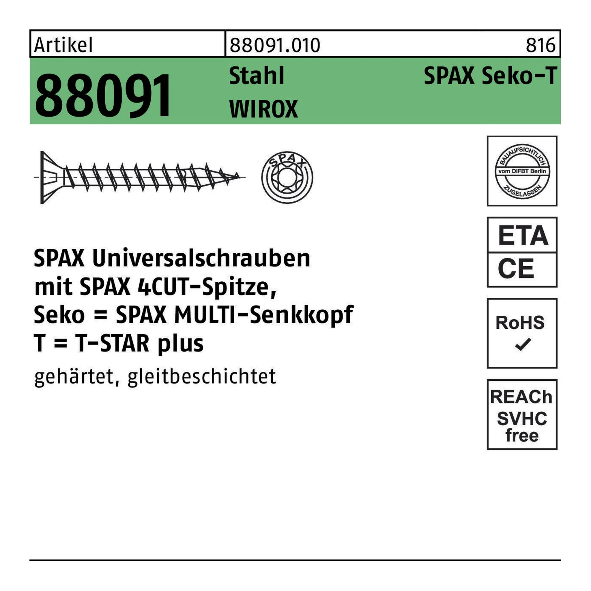 SPAX | Senkkopfschraube | 3 x 12 | WIROX