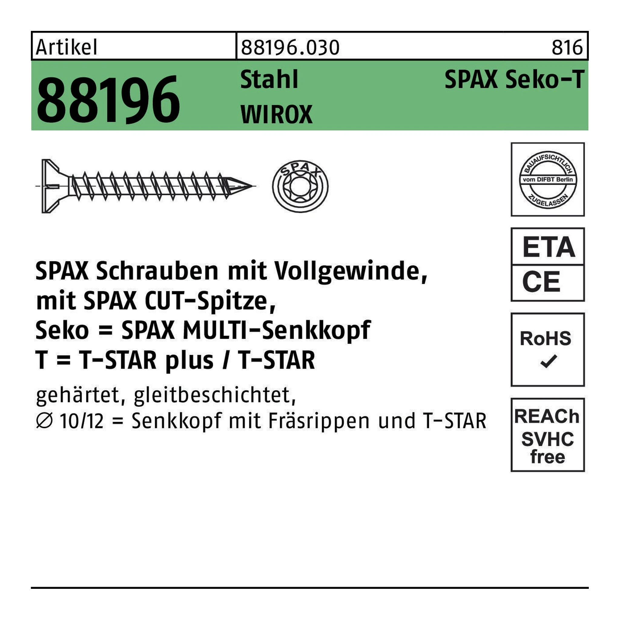 SPAX | Senkkopfschraube | 8 x 240 | WIROX