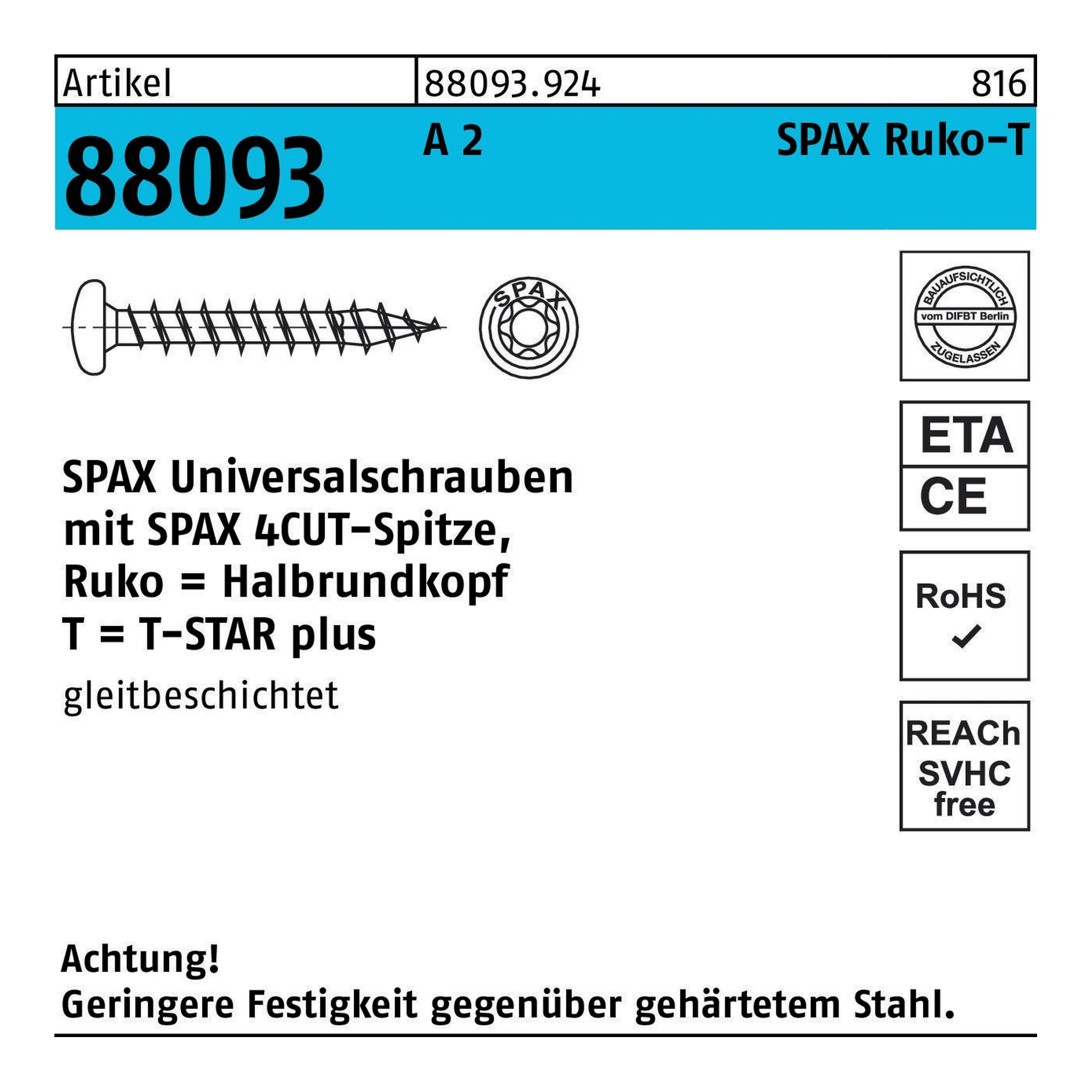SPAX | Halbrundkopfschraube | 3 x 20 | Edelstahl