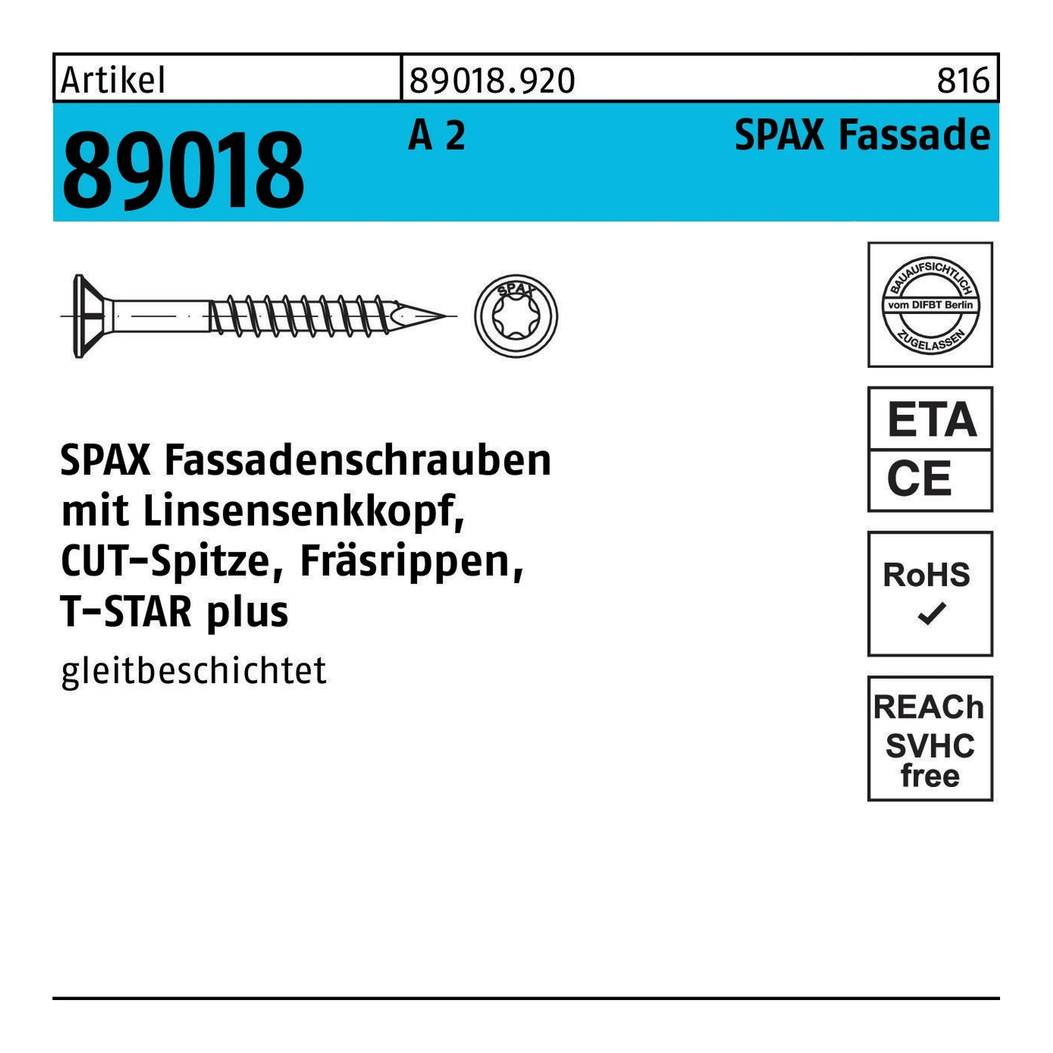 SPAX | Linsenkopfschraube | 4,5 x 35 | Edelstahl