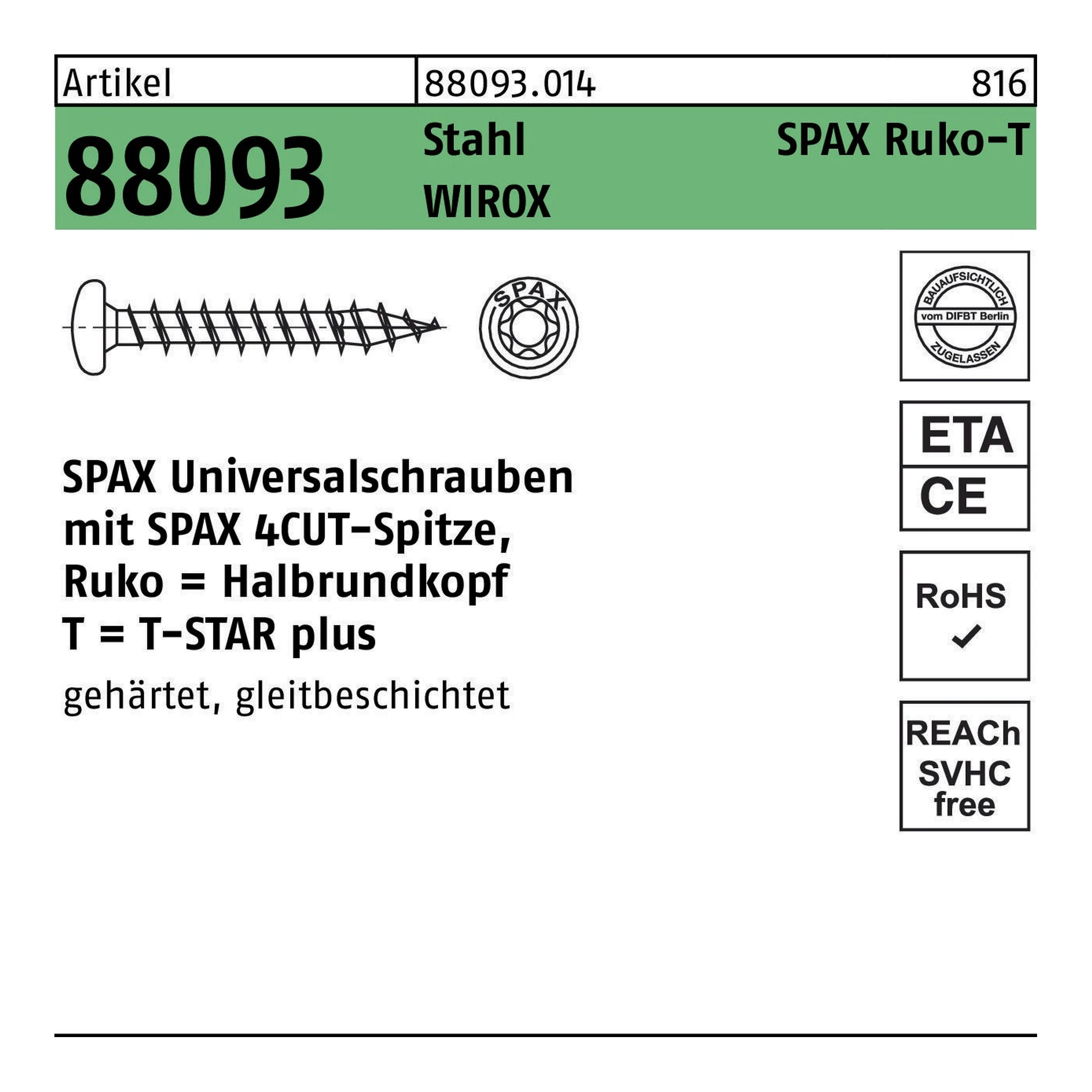 SPAX | Halbrundkopfschraube | 3 x 12 | WIROX