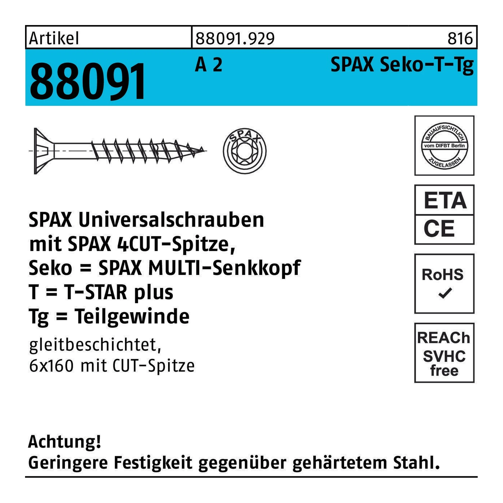 SPAX | Senkkopfschraube | 3,5 x 30 | Edelstahl