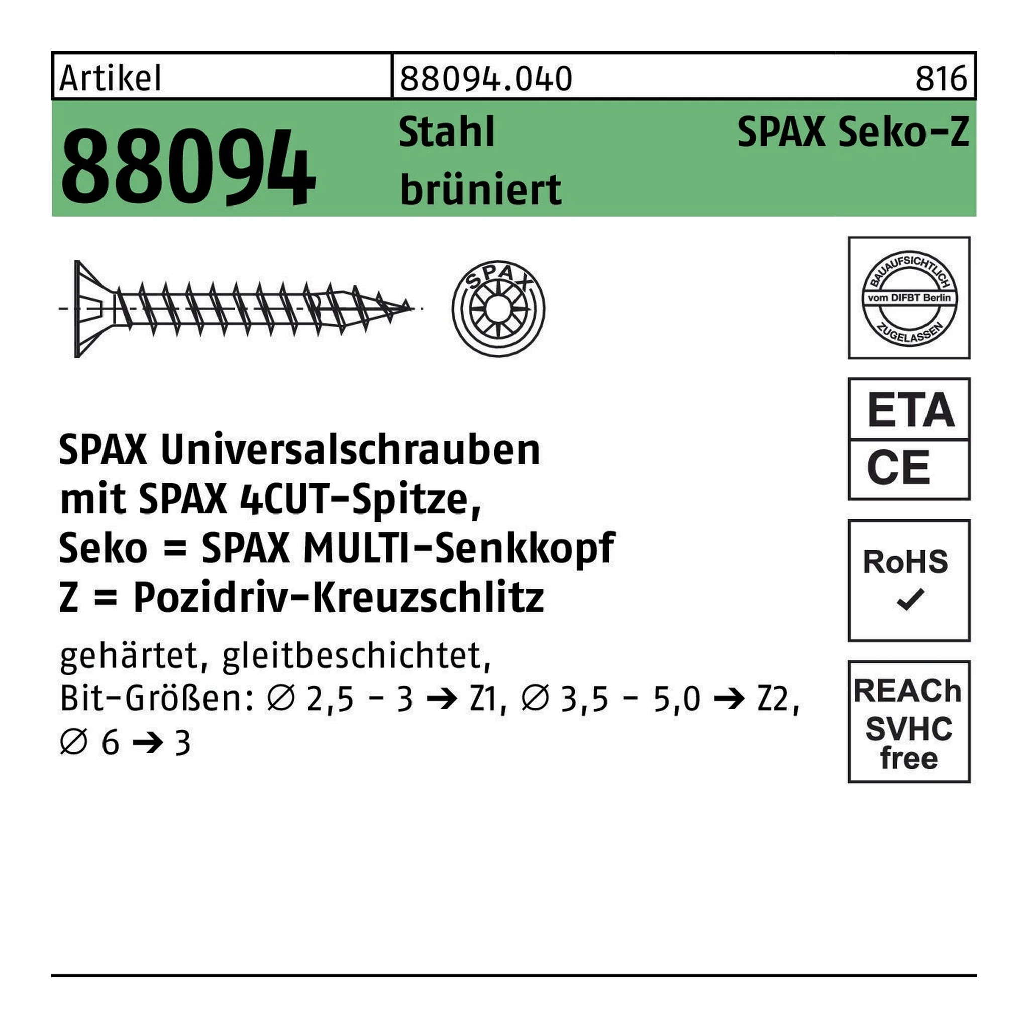 SPAX | Senkkopfschraube | 3 x 12 | Brüniert