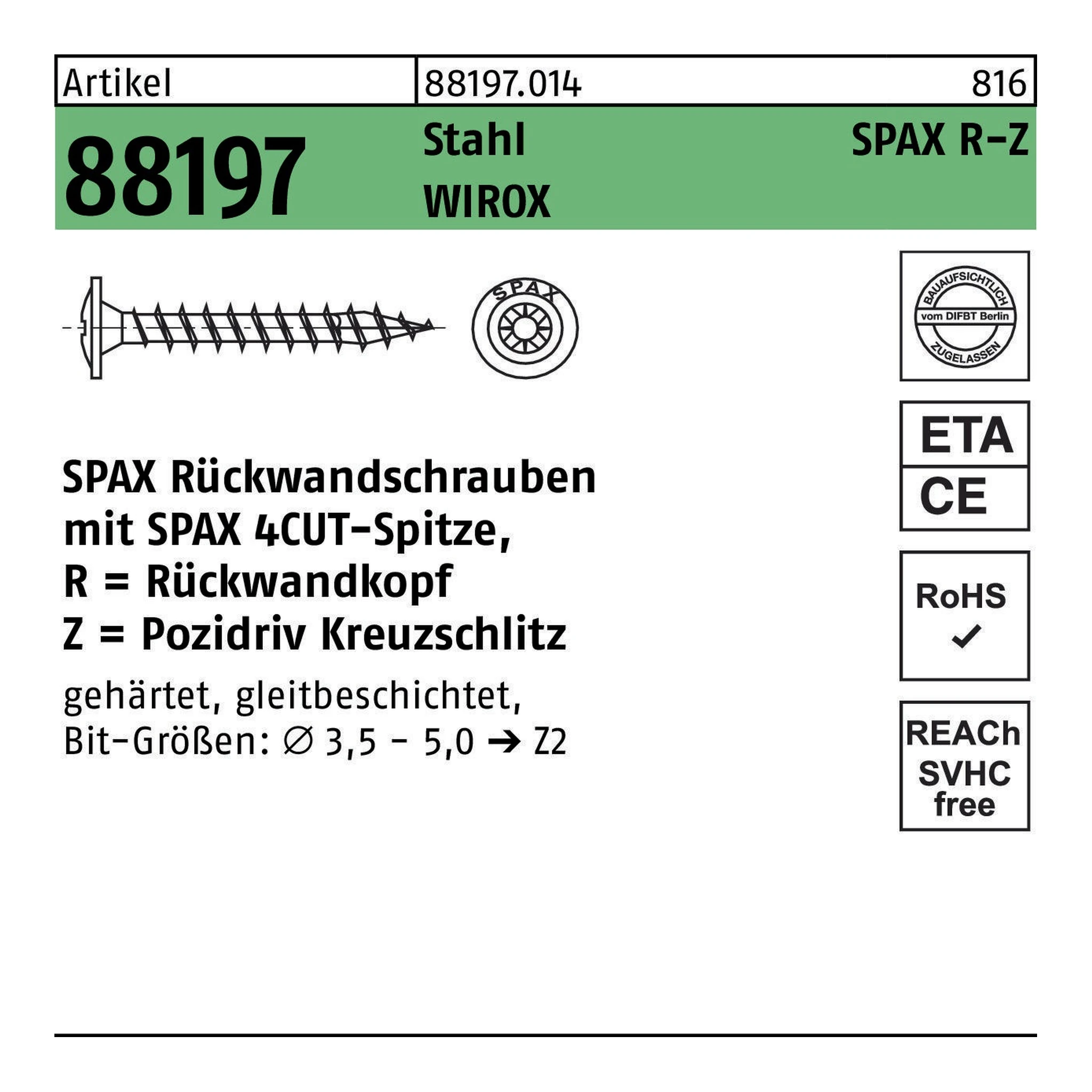 SPAX | Rückwandschraube | 3,5 x 17 | WIROX