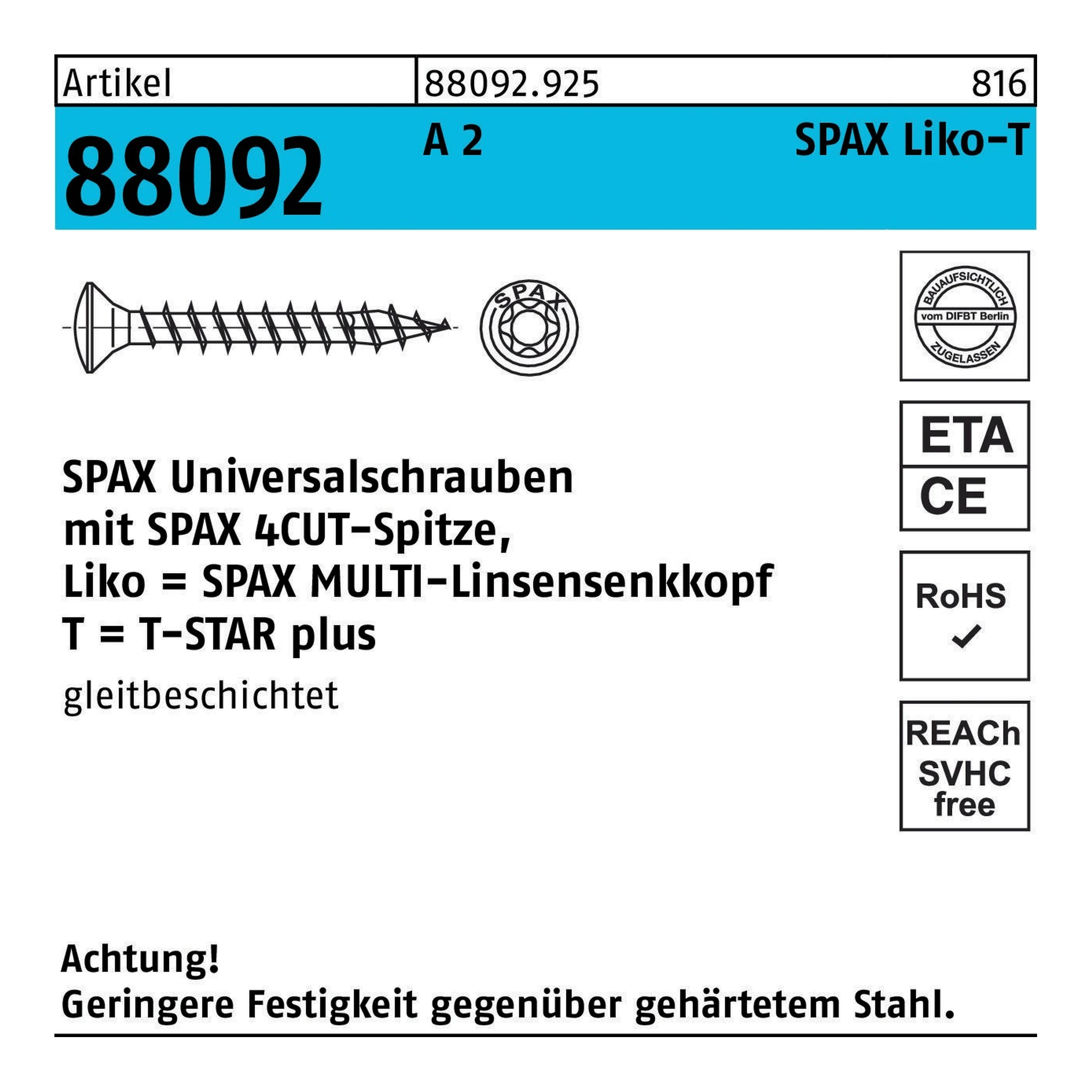 SPAX | Linsenmultikopfschraube | 4 x 40 | Edelstahl
