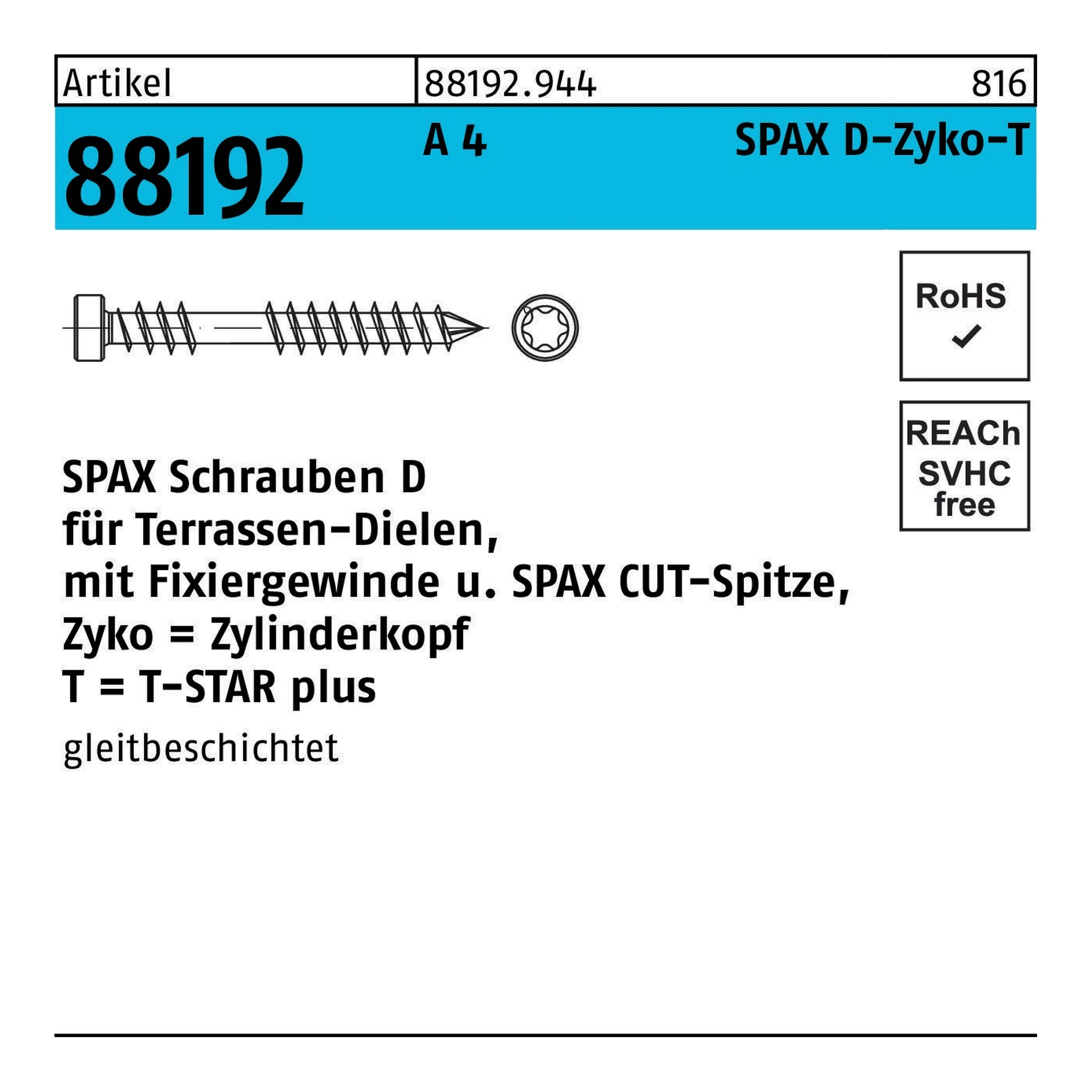 SPAX | Zylinderkopfschraube | 6 x 100 | Edelstahl