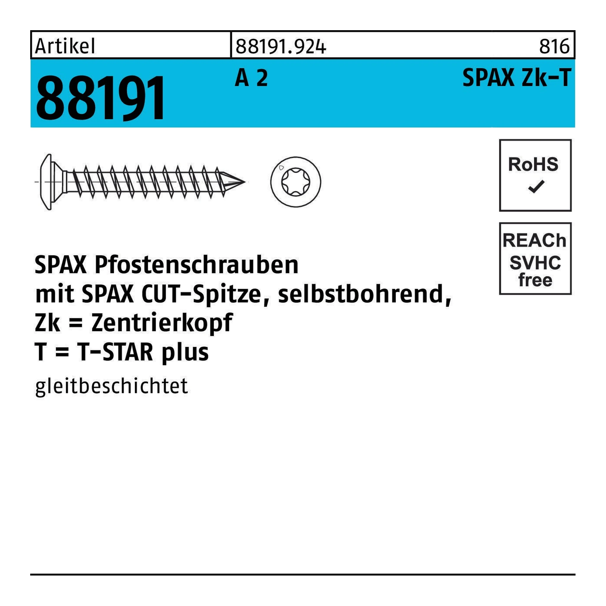 SPAX | Sonderkopfschraube | 8 x 50
