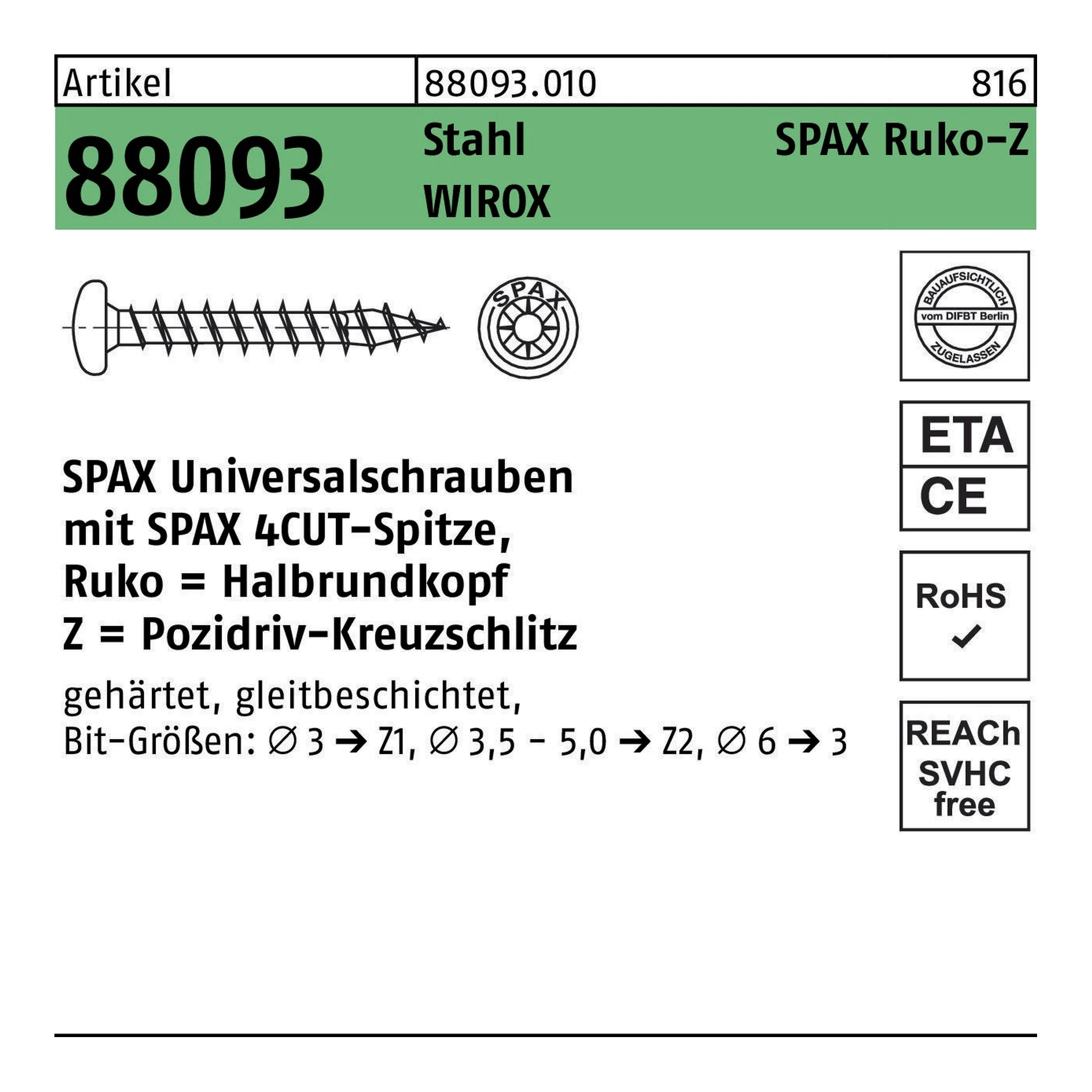 SPAX | Halbrundkopfschraube | 3 x 10 | WIROX