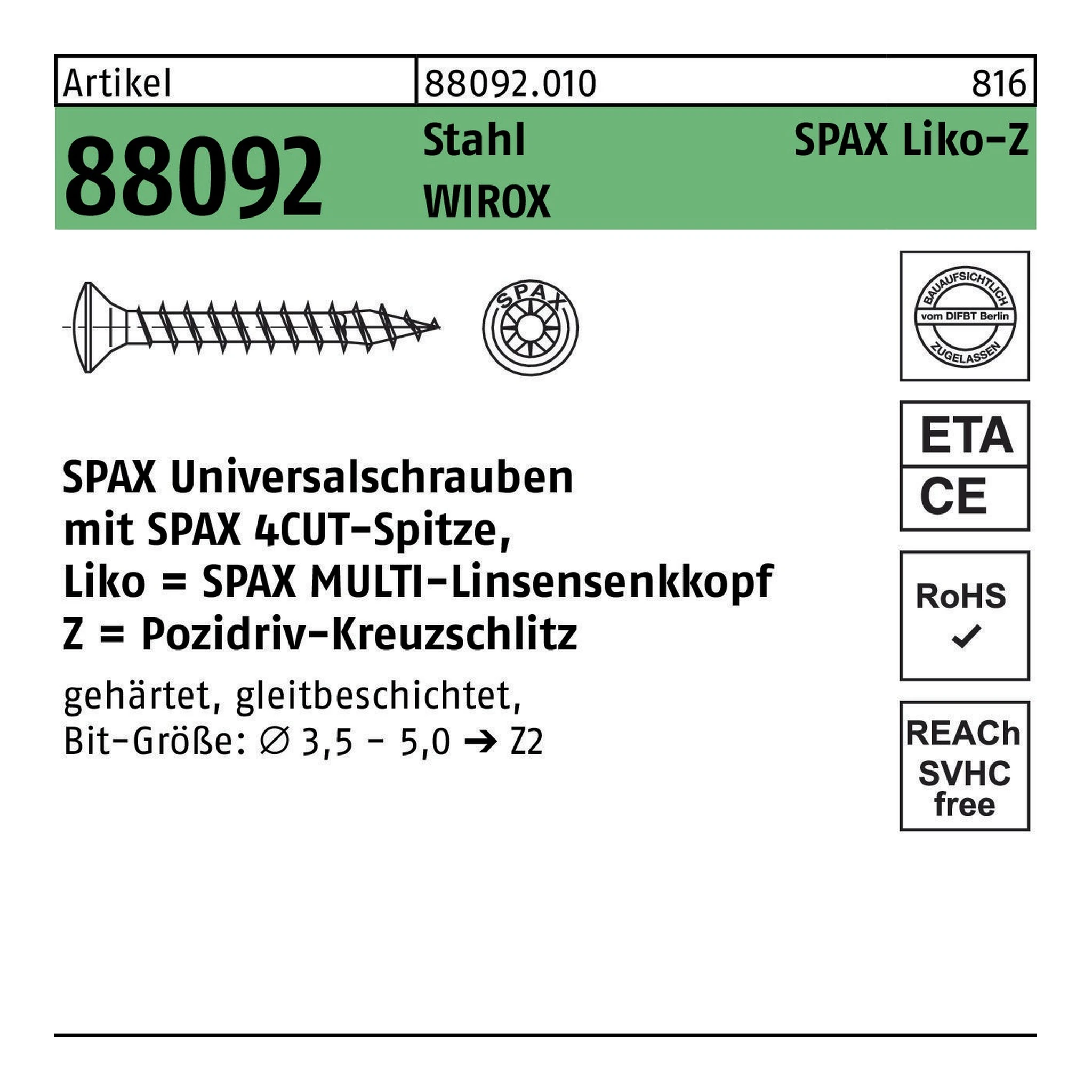 SPAX | Linsenmultikopfschraube | 4 x 30 | WIROX
