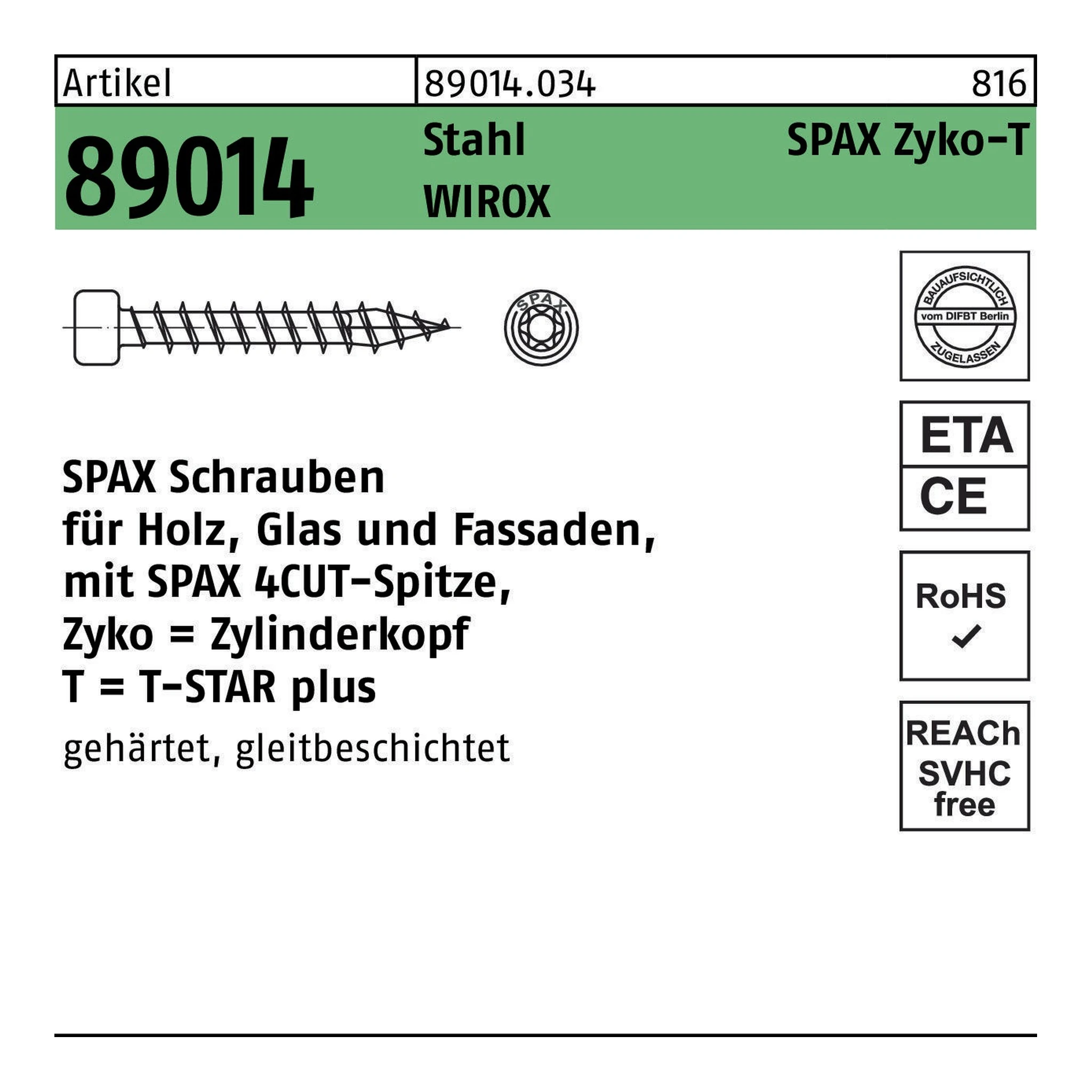 SPAX | Zylinderkopfschraube | 6 x 100 | WIROX