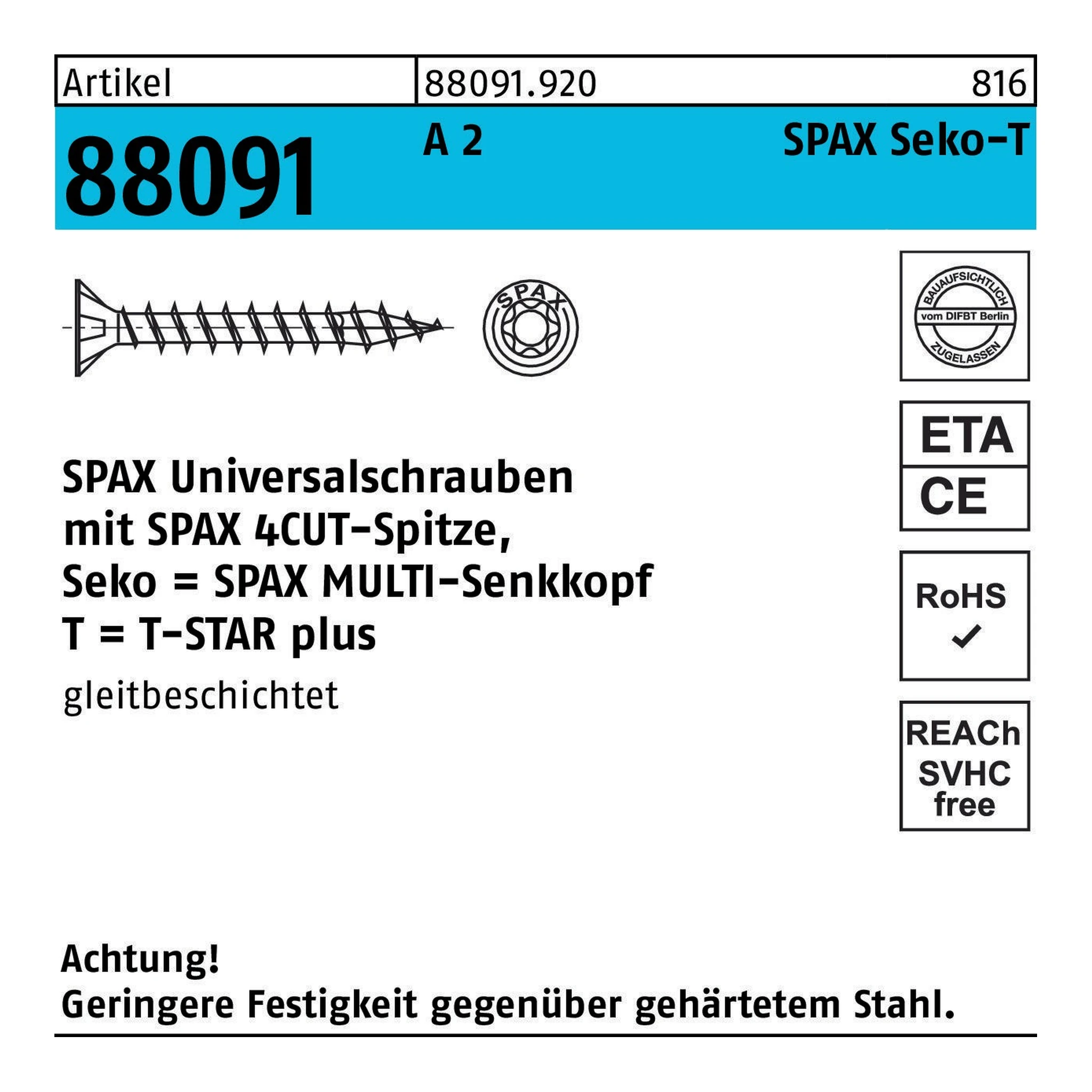 SPAX | Senkkopfschraube | 3 x 12 | Edelstahl
