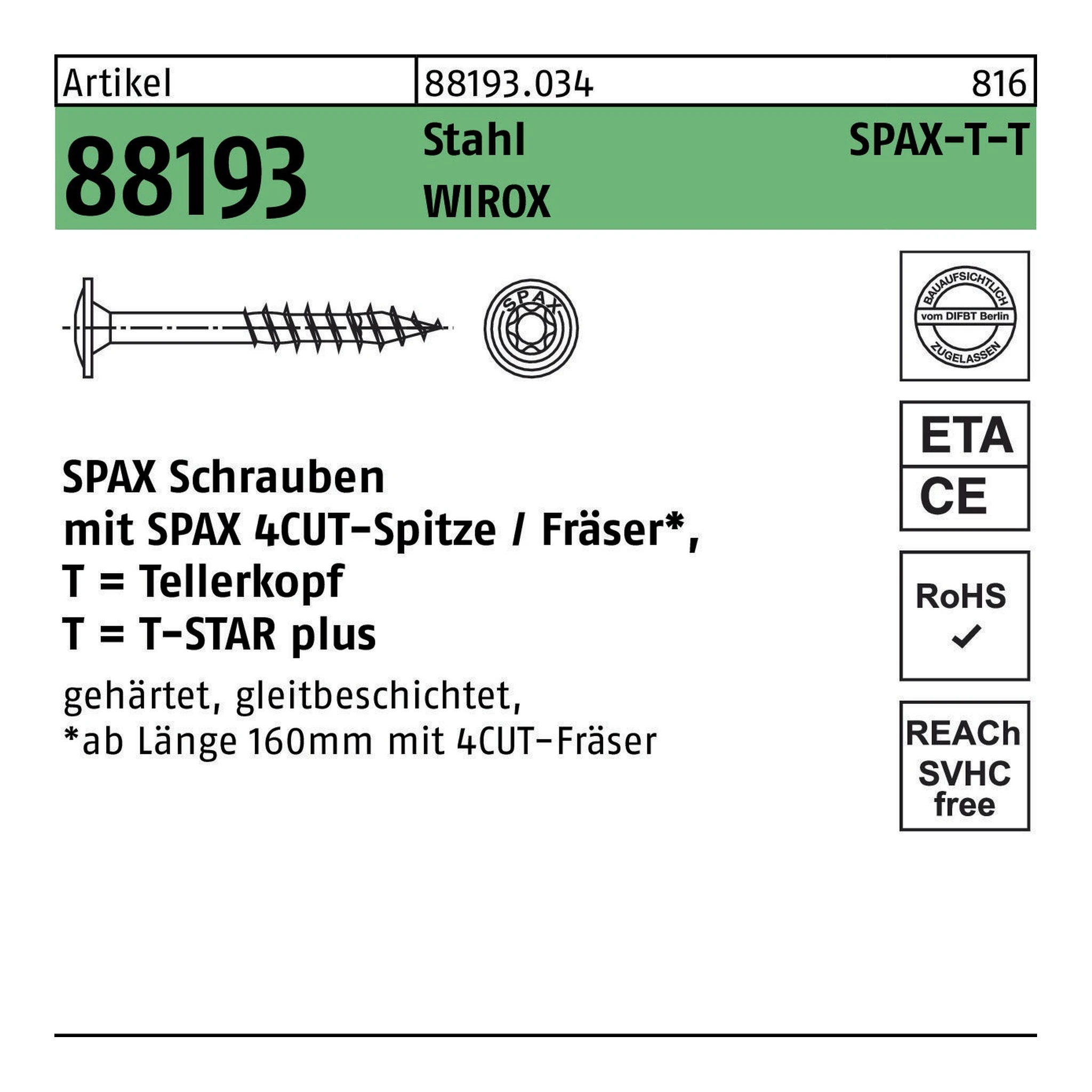 SPAX | Tellerkopfschraube | 10 x 100 | WIROX