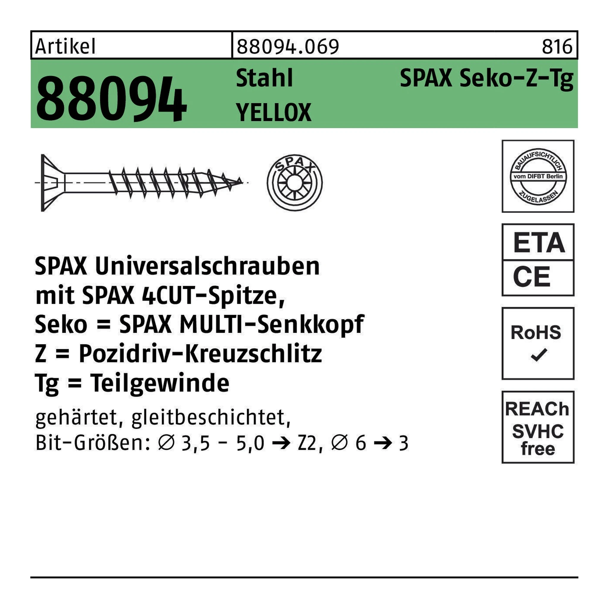 SPAX | Senkkopfschraube | 5 x 60 | YELLOX