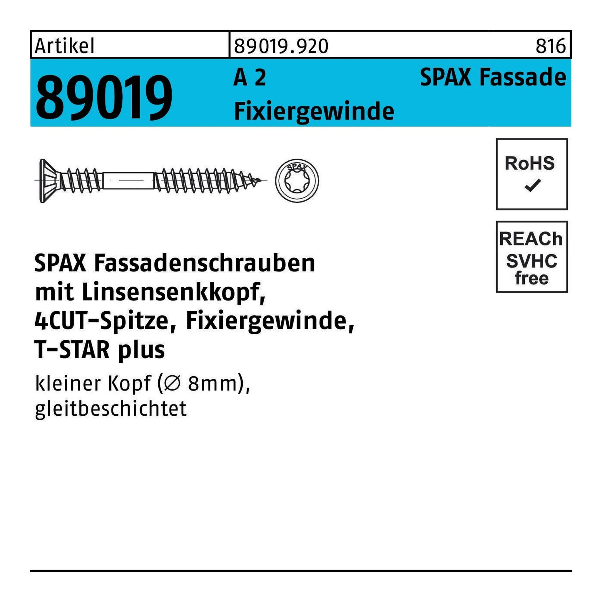 SPAX | Senkkopfschraube | 4,5 x 50 | Edelstahl
