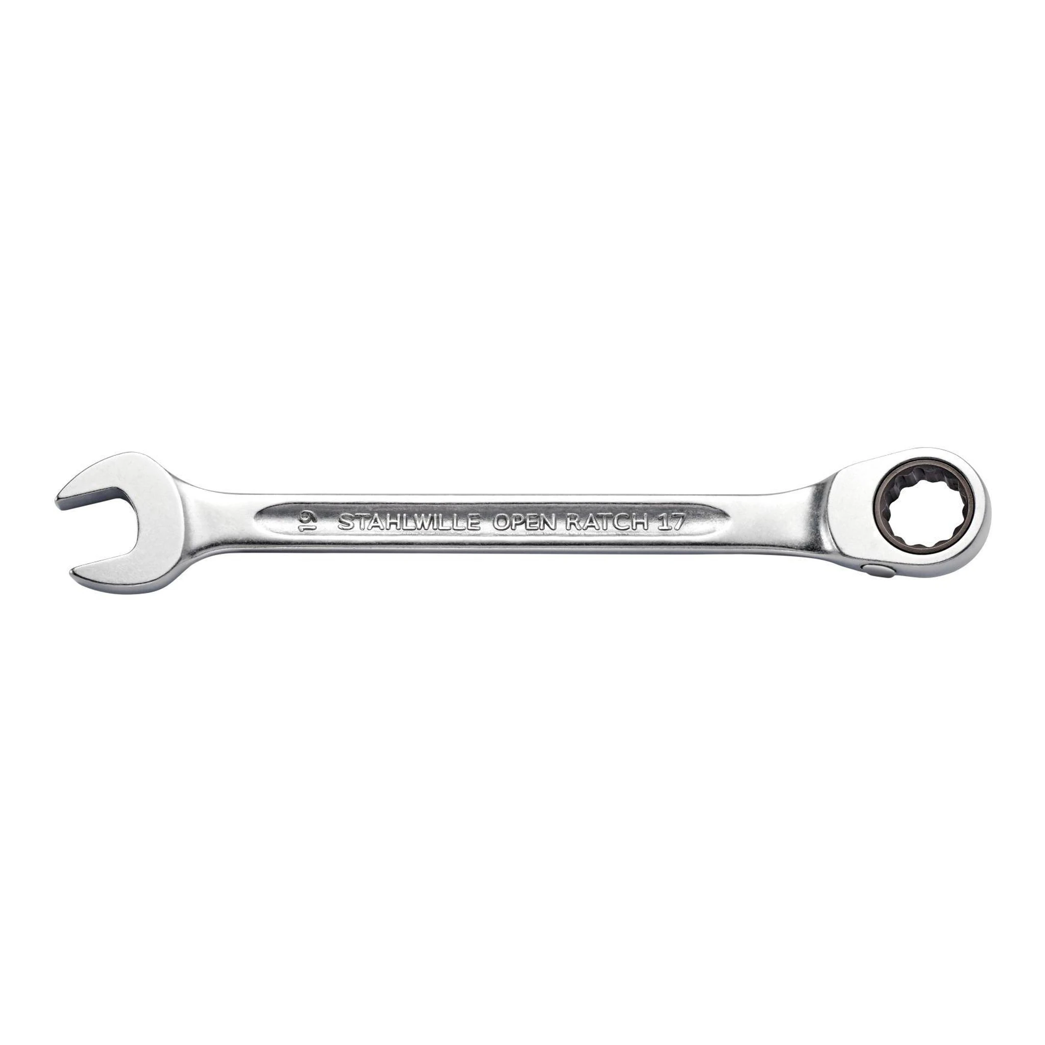 STAHLWILLE | Maulringratschenschlüssel | Schlüsselweite 21 mm Länge 275 mm | umschaltbar, Ringseite 15 °
