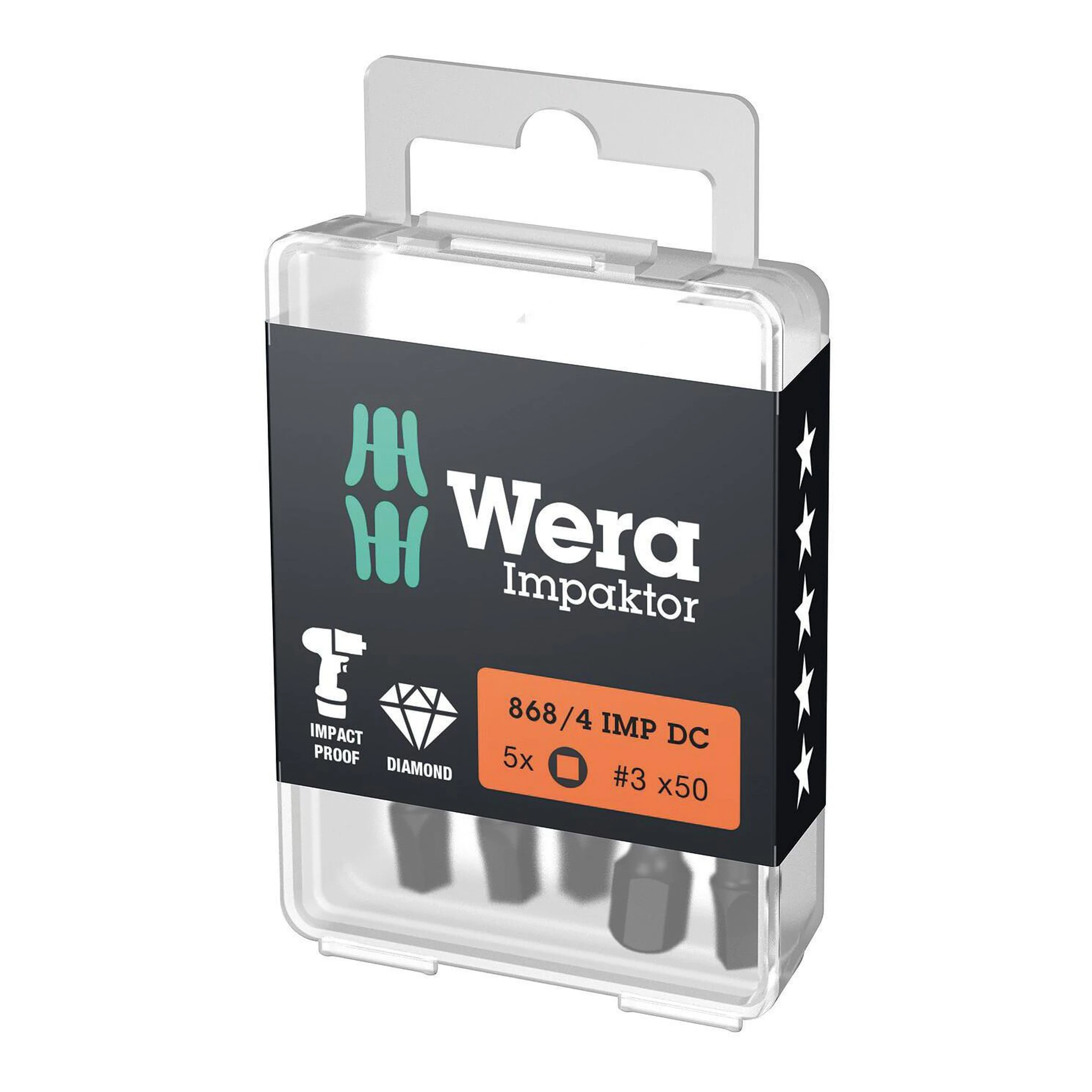 WERA | Bit | VierkantZoll L.50mm | diamantbeschichtet CV-Molybdän zähhart