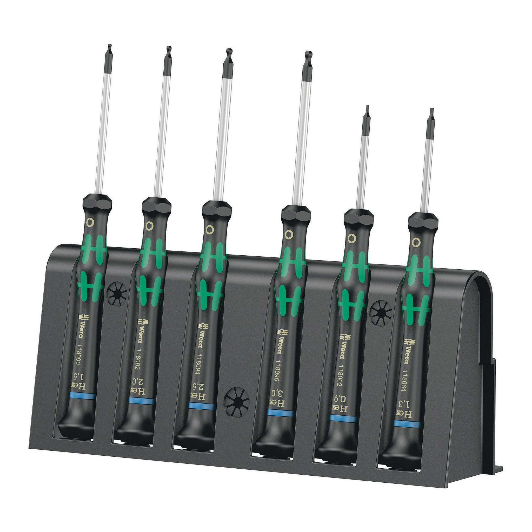 WERA | Elektronikerschraubendrehersatz | 6teilig Sechskant | rund nicromattiert Griff m.Drehkappe