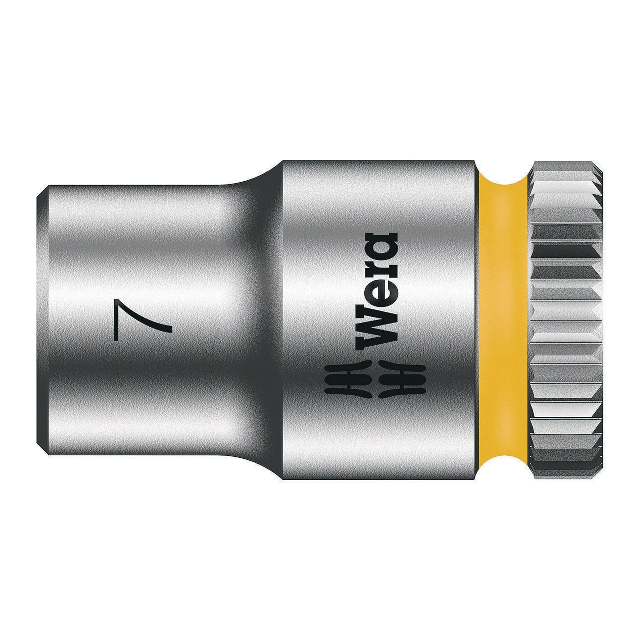 WERA | Steckschlüsseleinsatz | SW7mm L.23mm Vierkant1/4Zoll | CV mattverchromt Rändelung